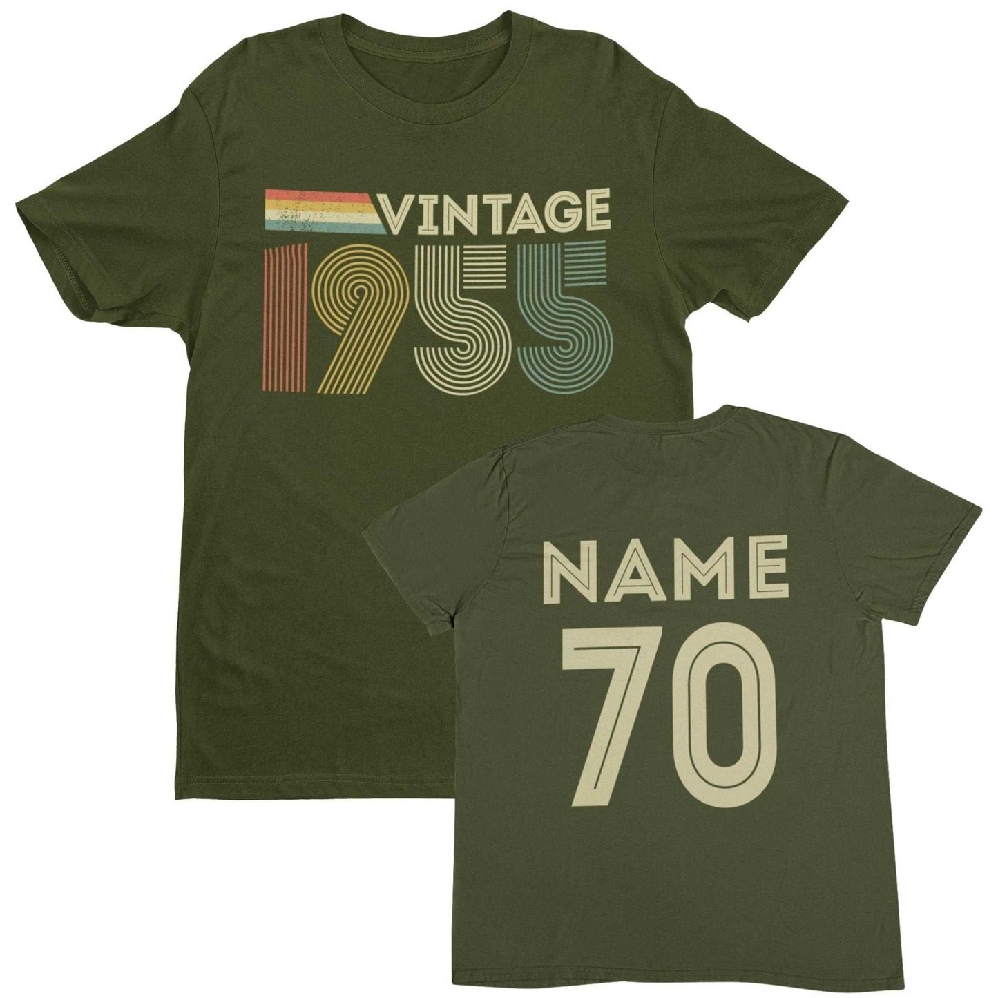 Personalised 70th Birthday in 2025 T-Shirt Vintage 1955 with Name & AgGalaxy Tees