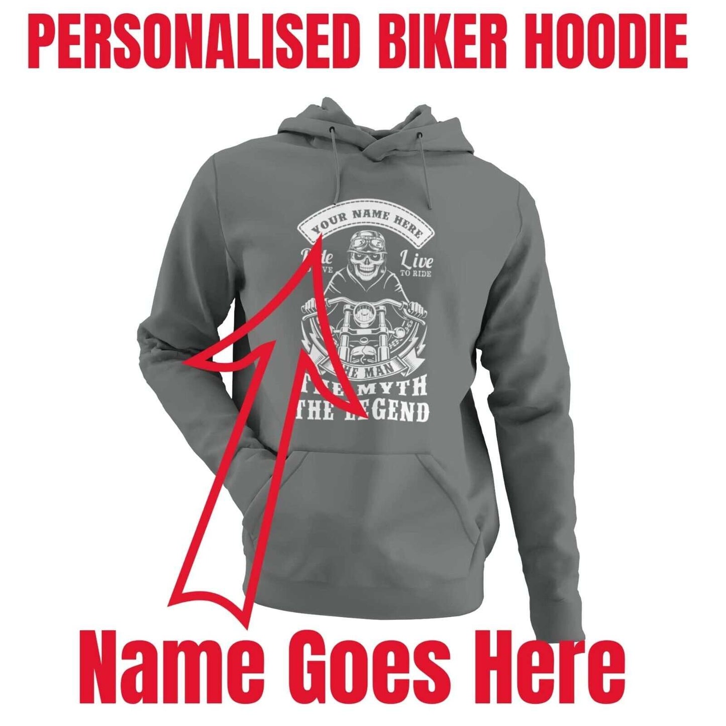 Personalised Biker Hoodie ANY NAME The Man The Myth The Legend Great GGalaxy Tees