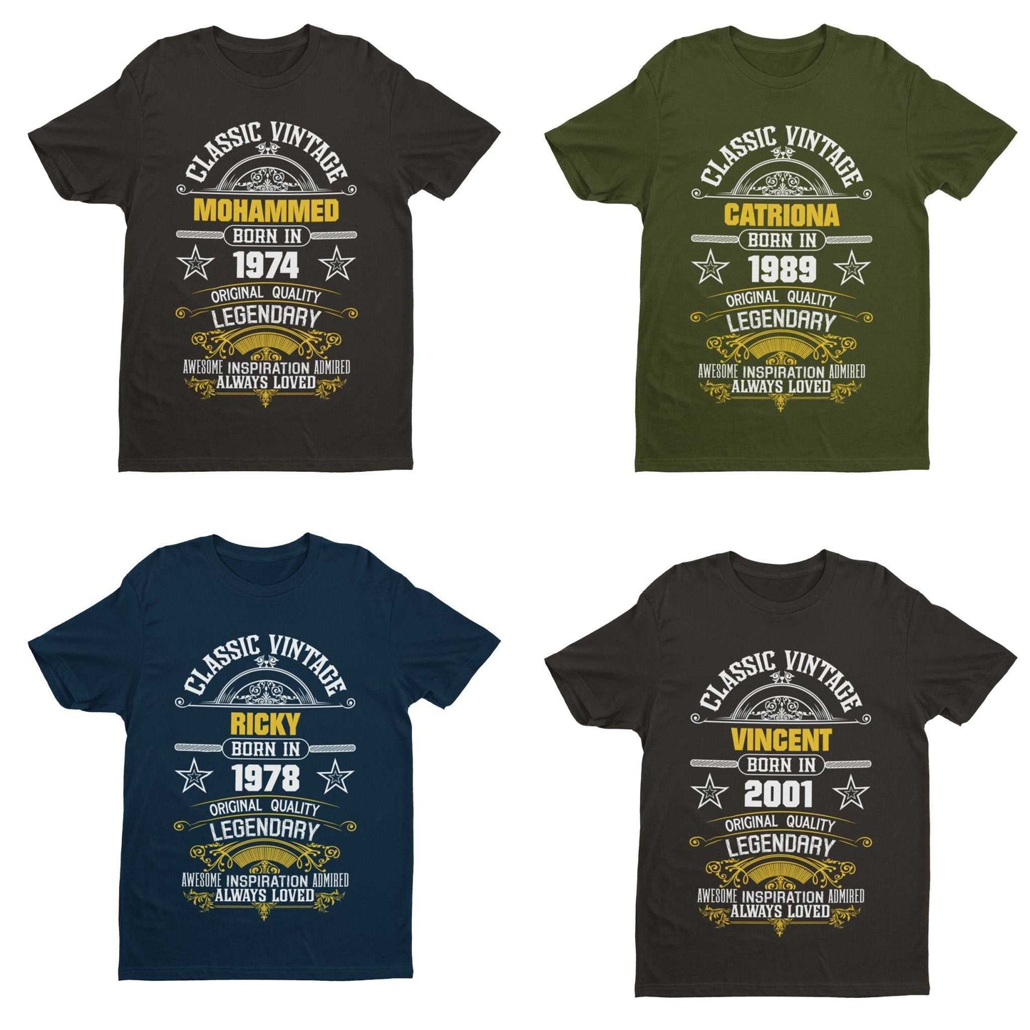 Personalised Birthday T Shirt Any Name - Any Year For Any Birthday VinGalaxy Tees