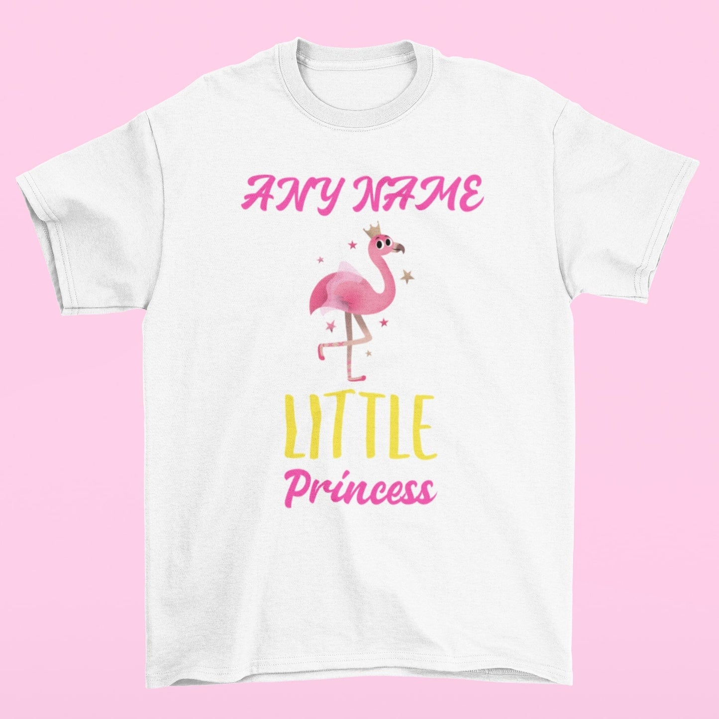 Personalised Girls Little Princess T-shirt flamingo ballerina any nameGalaxy Tees