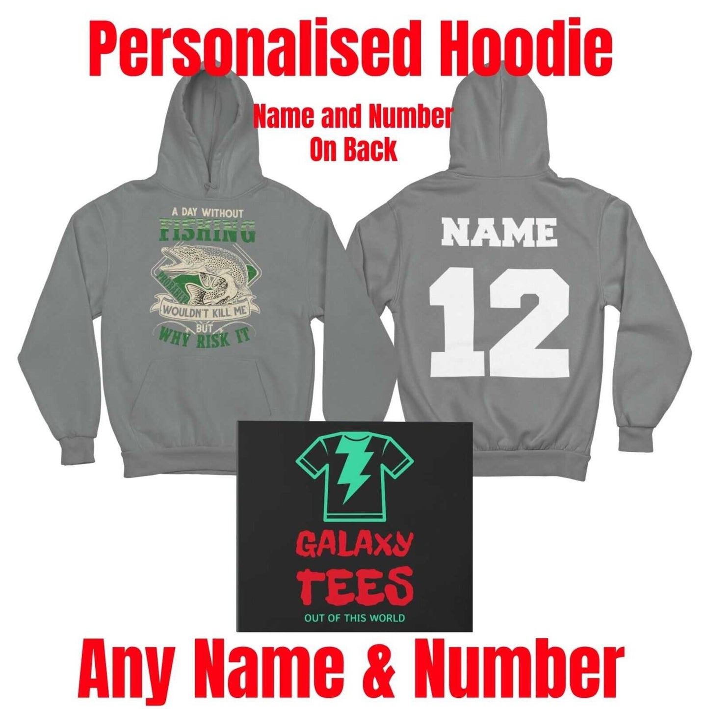 Personalised PIKE FISHING HOODIE A Day without Fishing Name and NumberGalaxy Tees