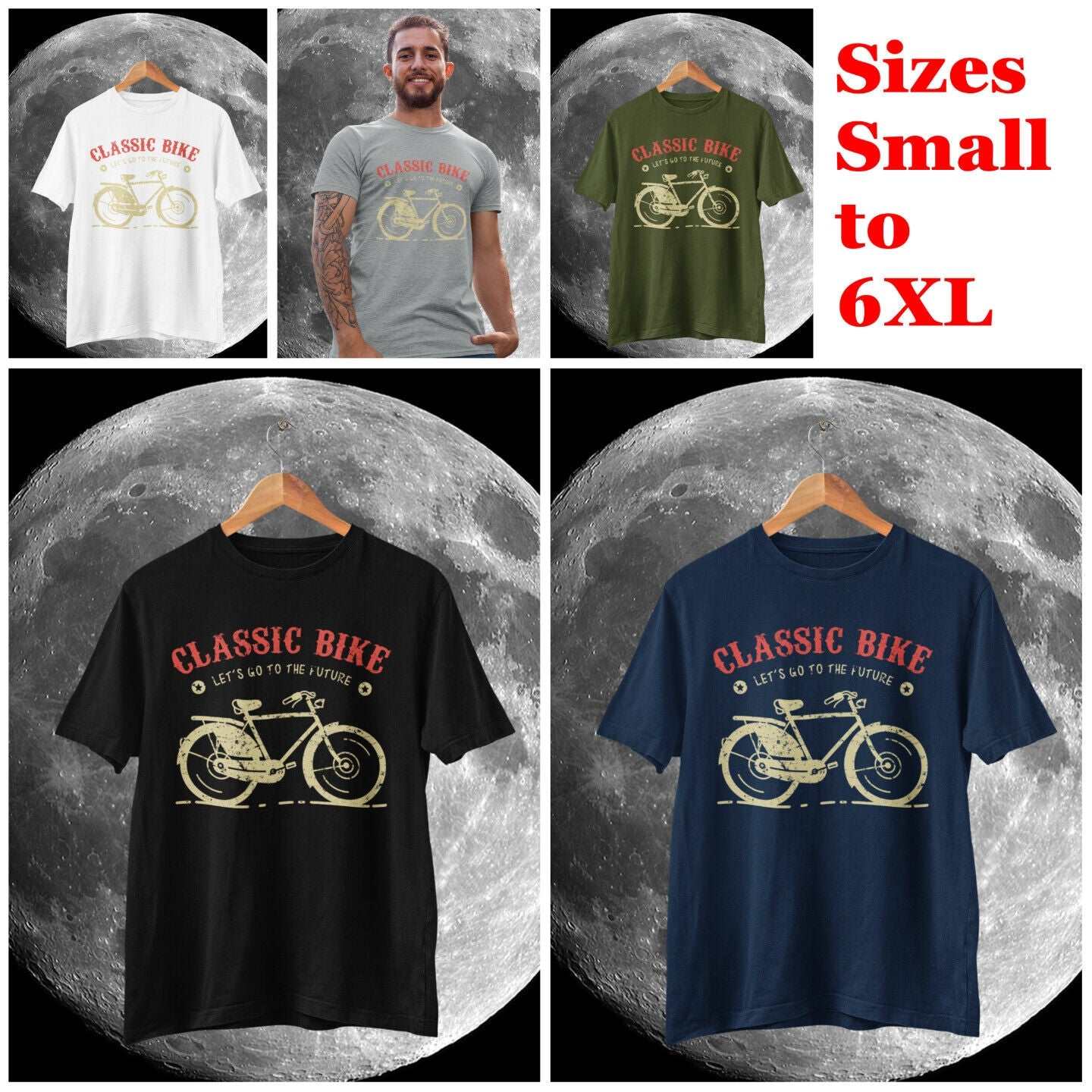Retro Cycling T Shirt Classic Bike Let's Go To The Future Cyclist GiftGalaxy Tees