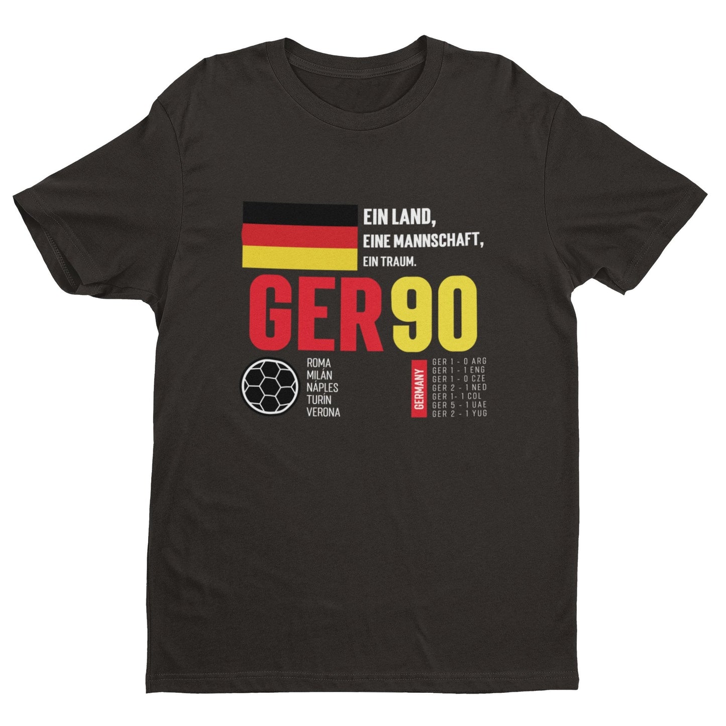 Retro Football T Shirt Germany 1990 Ein Land West Germany Italia 90 SoGalaxy Tees