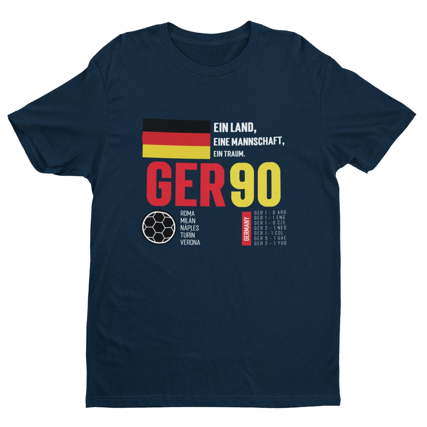 Retro Football T Shirt Germany 1990 Ein Land West Germany Italia 90 SoGalaxy Tees