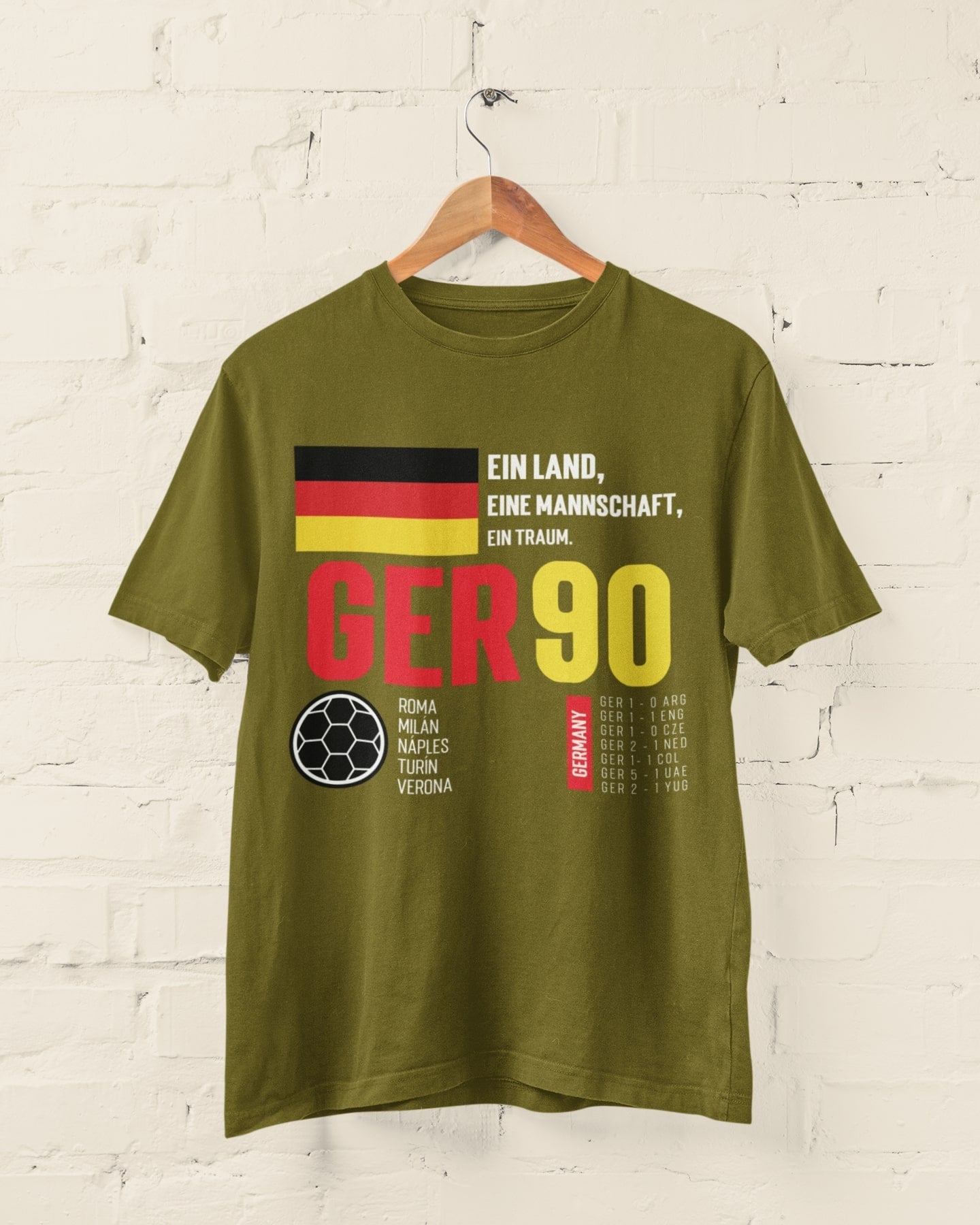 Retro Football T Shirt Germany 1990 Ein Land West Germany Italia 90 SoGalaxy Tees
