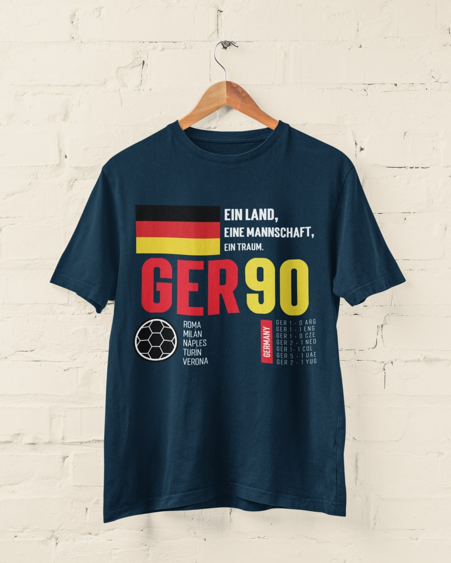 Retro Football T Shirt Germany 1990 Ein Land West Germany Italia 90 SoGalaxy Tees