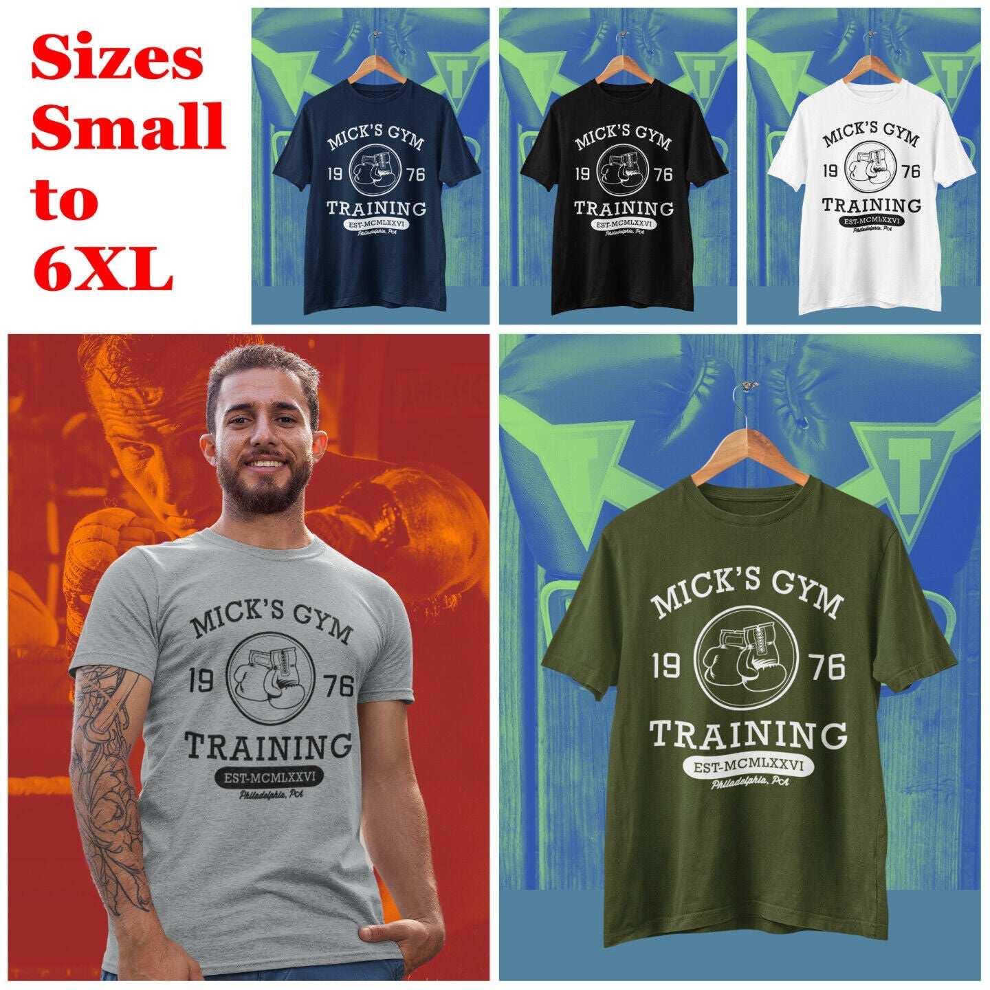 Retro Mick's Gym 1976 T Shirt Movie Rocky Classic Boxing Training GiftGalaxy Tees