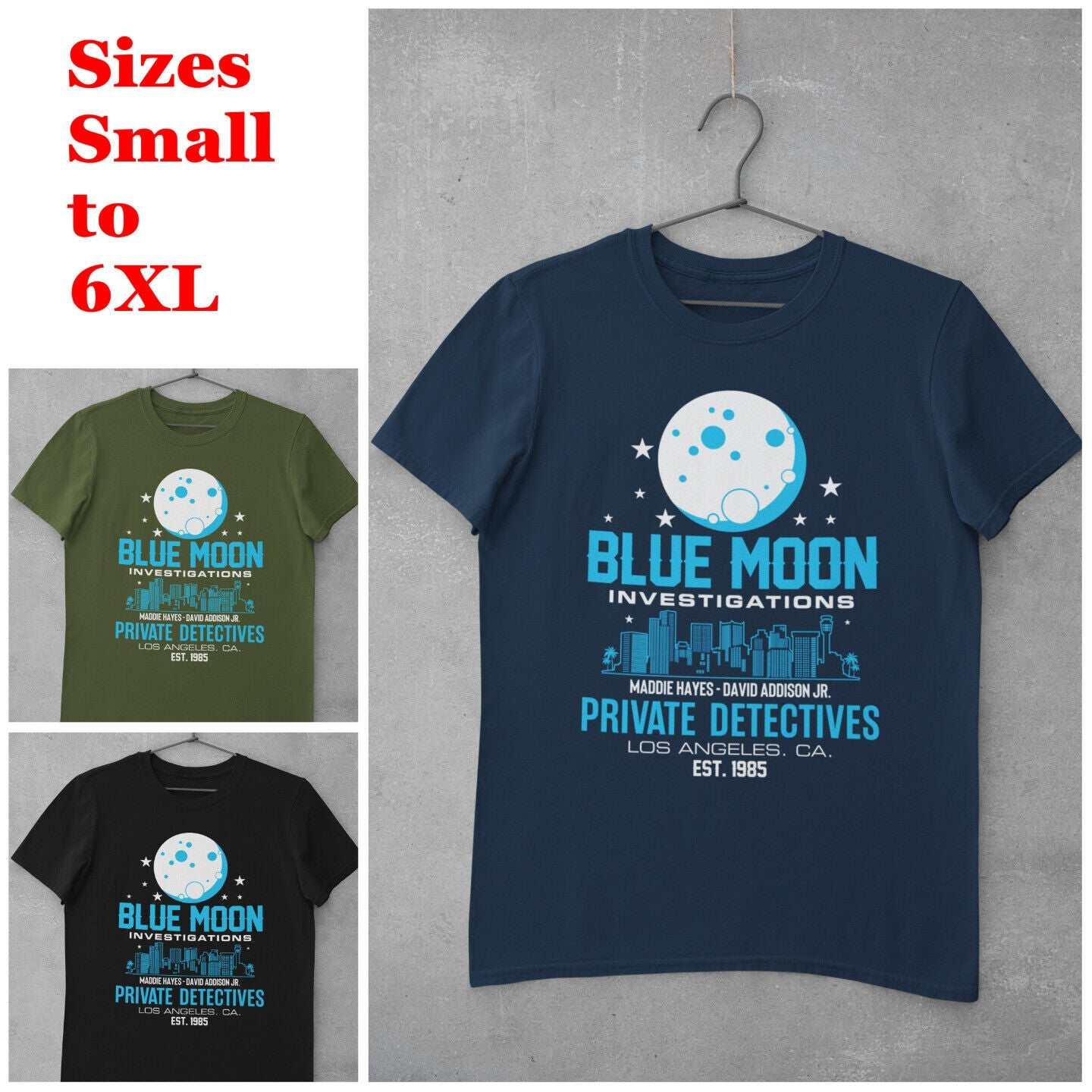 Retro TV T Shirt Blue Moon Investigations Moonlighting 80s Banter GIftGalaxy Tees