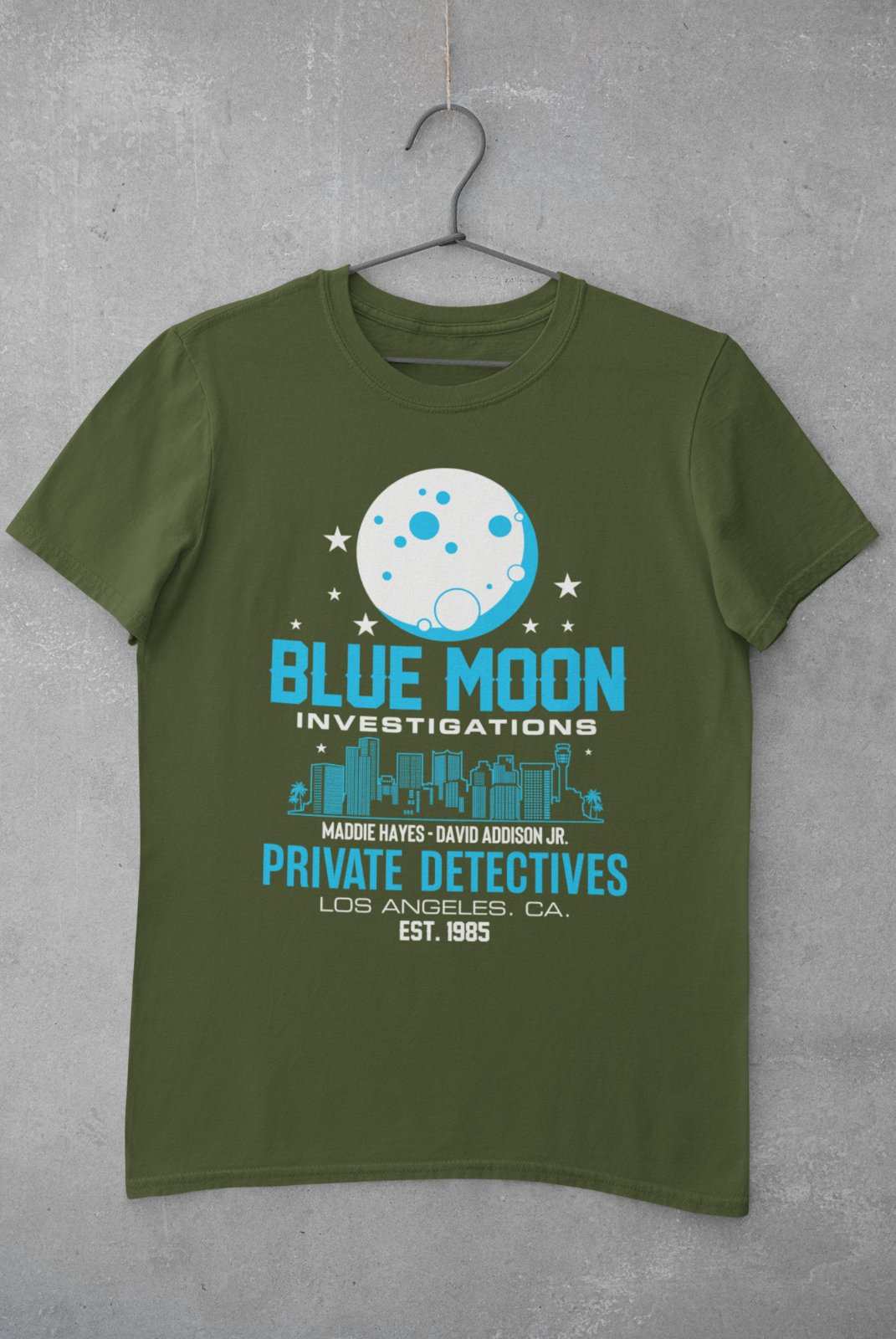 Retro TV T Shirt Blue Moon Investigations Moonlighting 80s Banter GIftGalaxy Tees