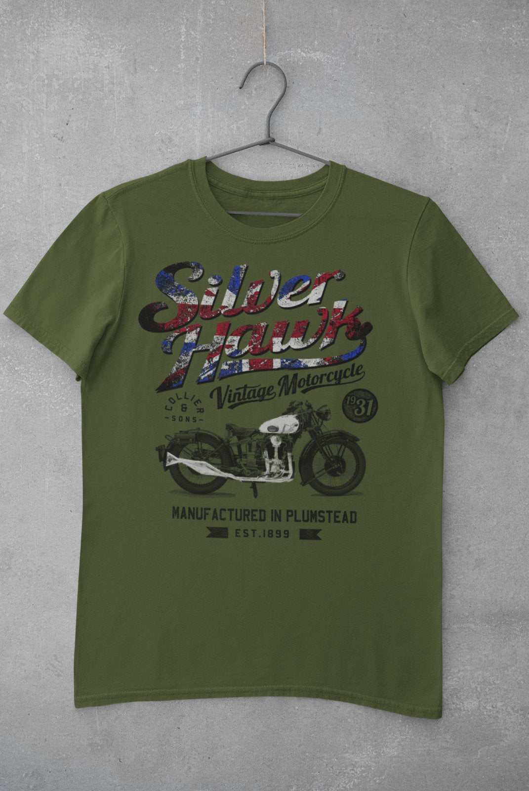 Silverhawk Motorcycle Biker T Shirt Union Jack British Classic VintageGalaxy Tees