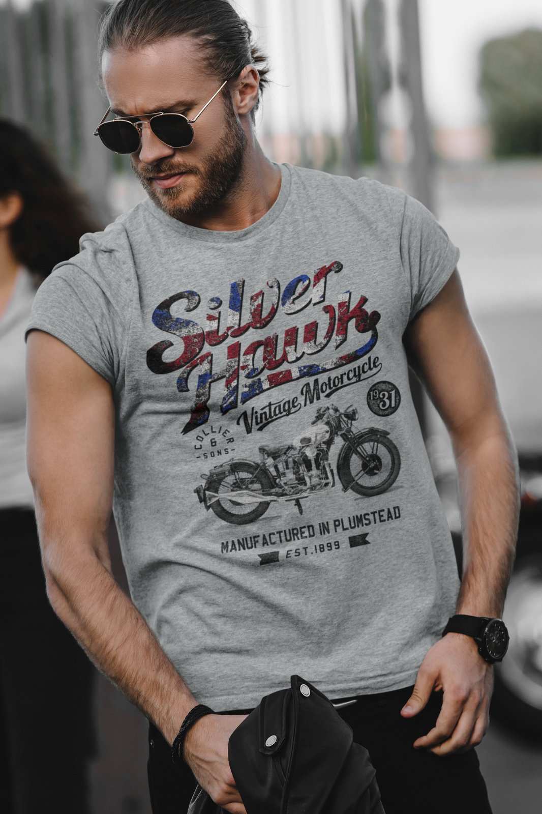 Silverhawk Motorcycle Biker T Shirt Union Jack British Classic VintageGalaxy Tees