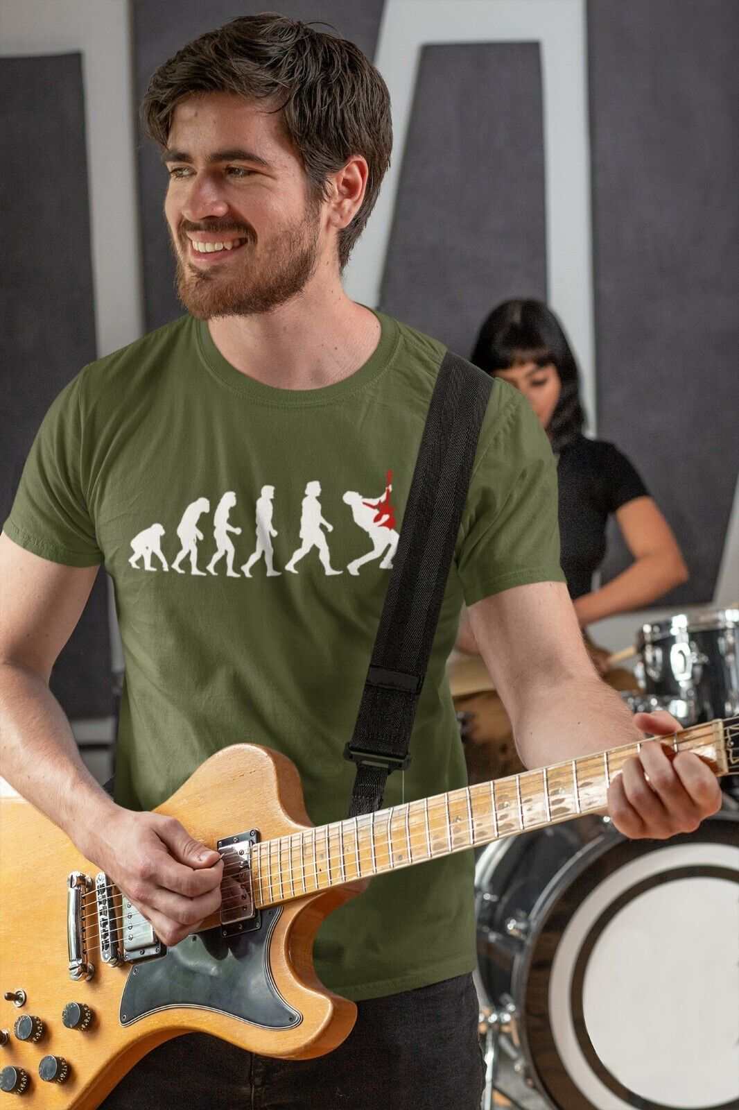 The Evolution Of GUITAR Funny Guitarist T Shirt Darwin Ape To Man GiftGalaxy Tees