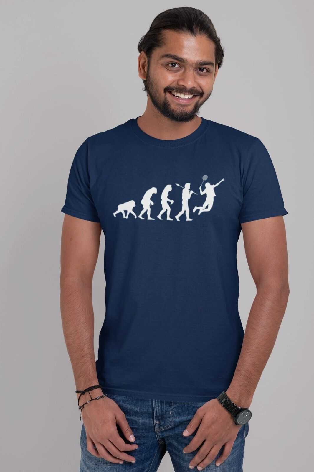 The Evolution of BADMINTON T Shirt Ape To Man Darwin Funny Top Gift IdGalaxy Tees