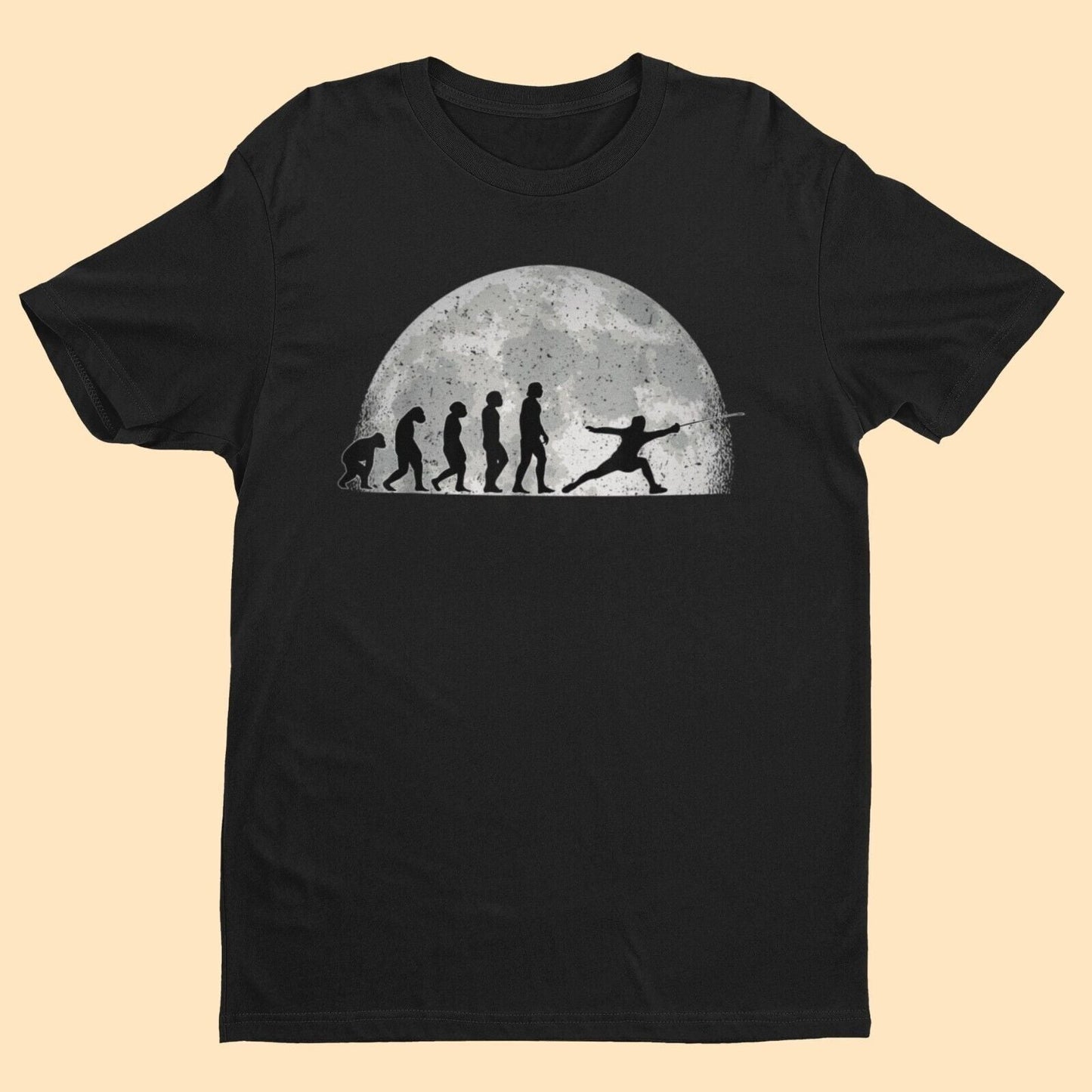 The Evolution of FENCING T Shirt Allez En-garde Ape To Man Darwin DesiGalaxy Tees