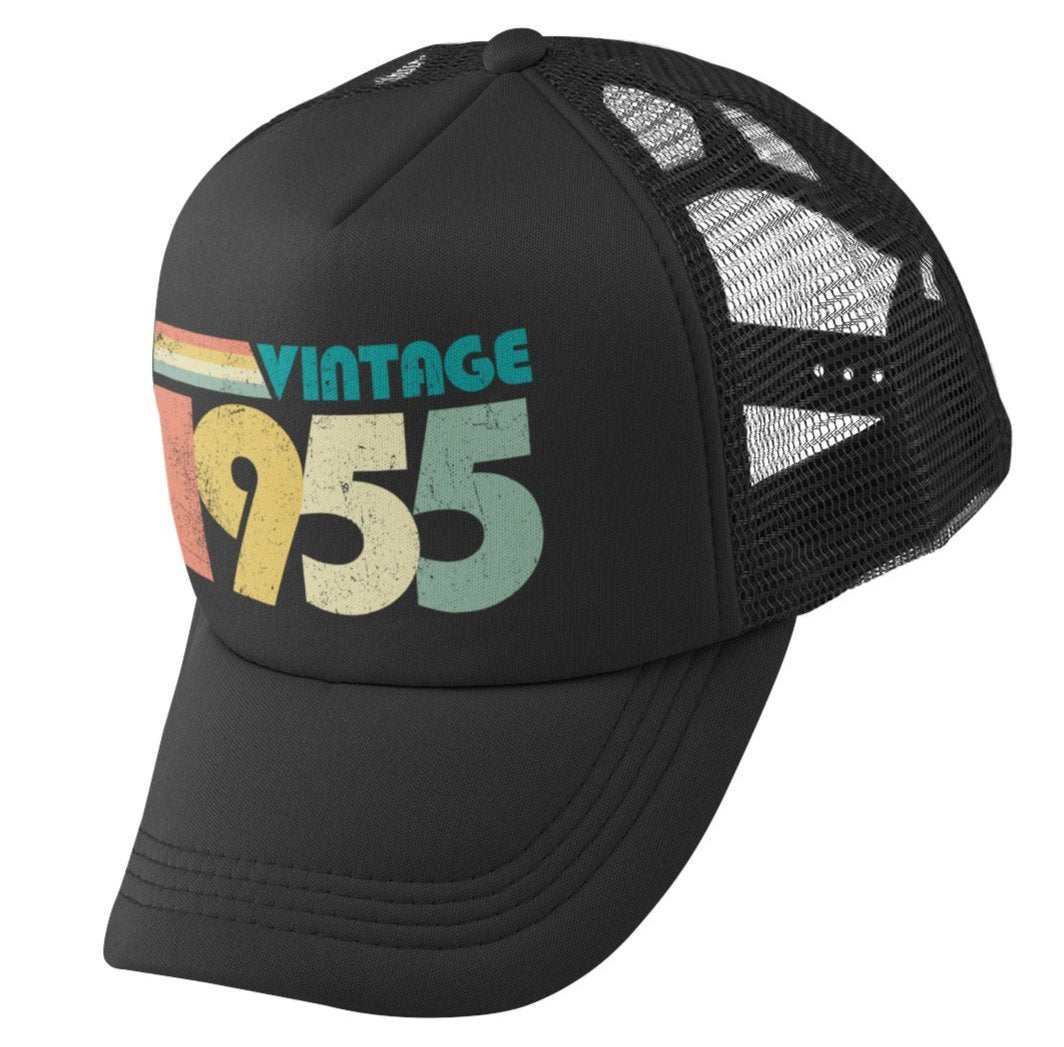 Vintage 1955 trucker style baseball cap with retro design, perfect 70th birthday gift for 2025.