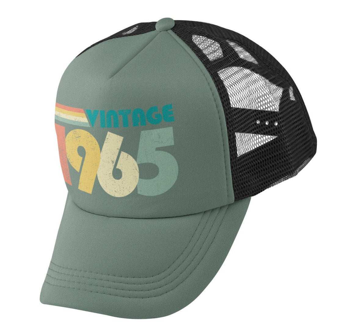 Vintage 1965 trucker-style baseball cap with retro design, perfect 60th birthday gift for 2025.