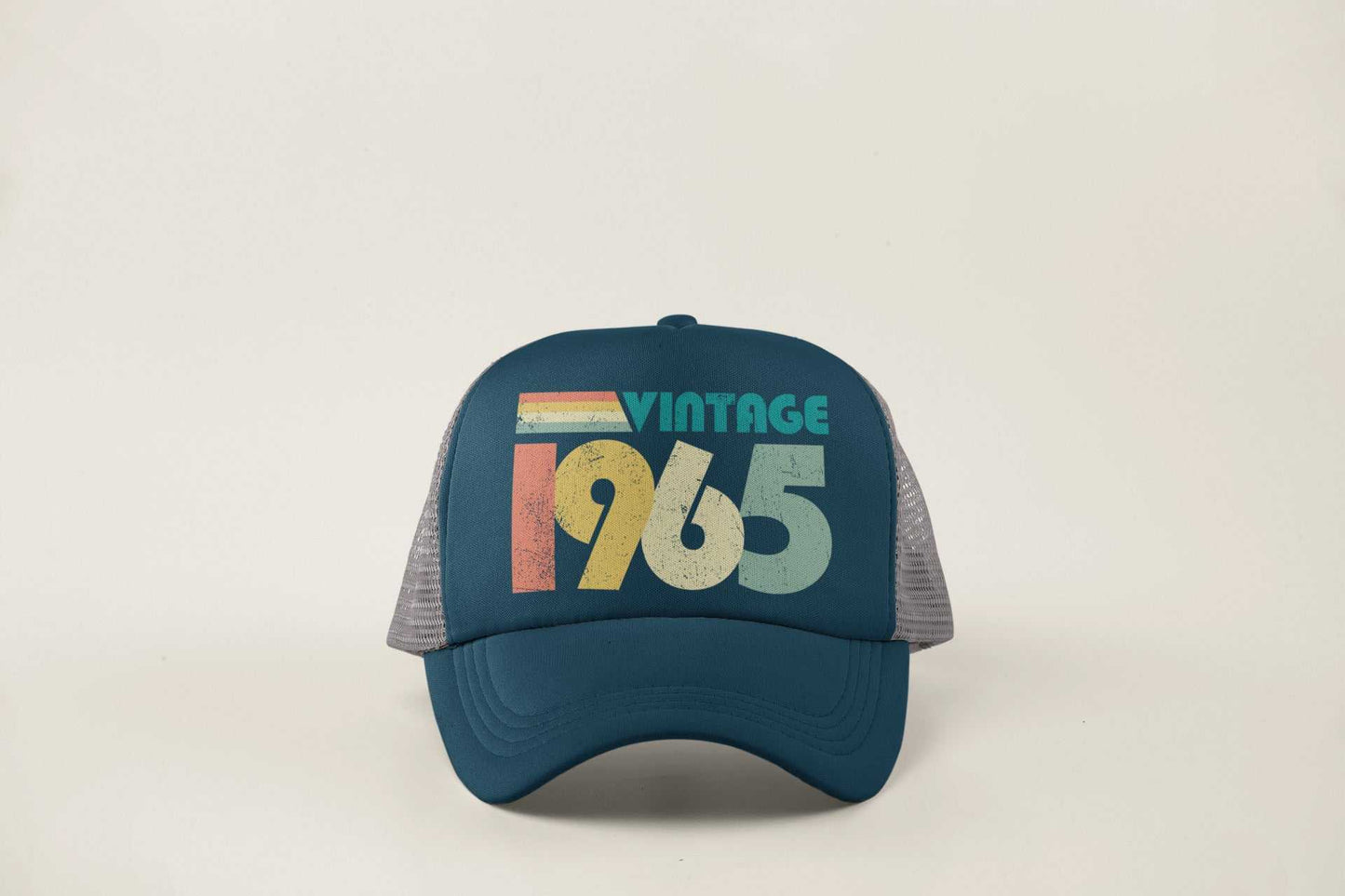 Vintage 1965 trucker style baseball cap, retro design, 60th birthday gift for 2025.