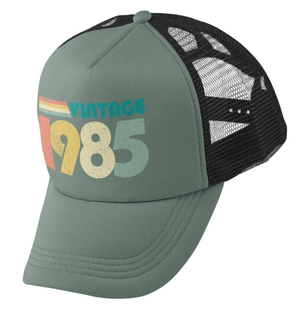 Vintage 1985 40th Birthday in 2025 Trucker Style Baseball Cap Retro DeGalaxy Tees