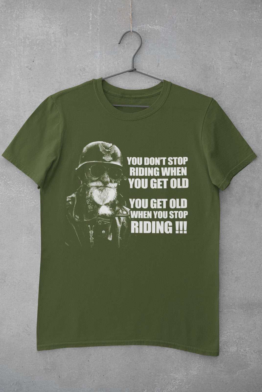 Funny Biker T-Shirt You Don't Stop Riding When You Get Old Motorcycle Old Guy T-Shirt Gift