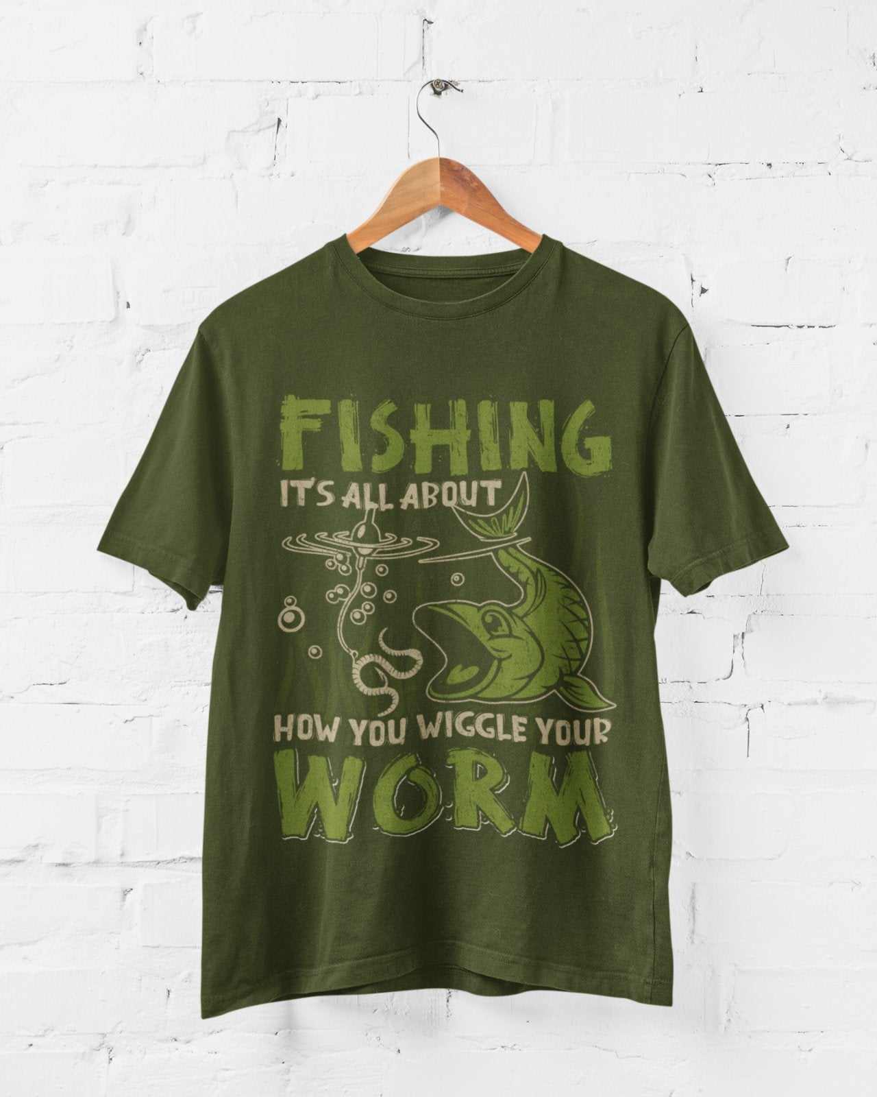 Funny Fishing T-Shirt It's All About How You Wiggle Your Worm Rude Naughty Gift T-Shirt