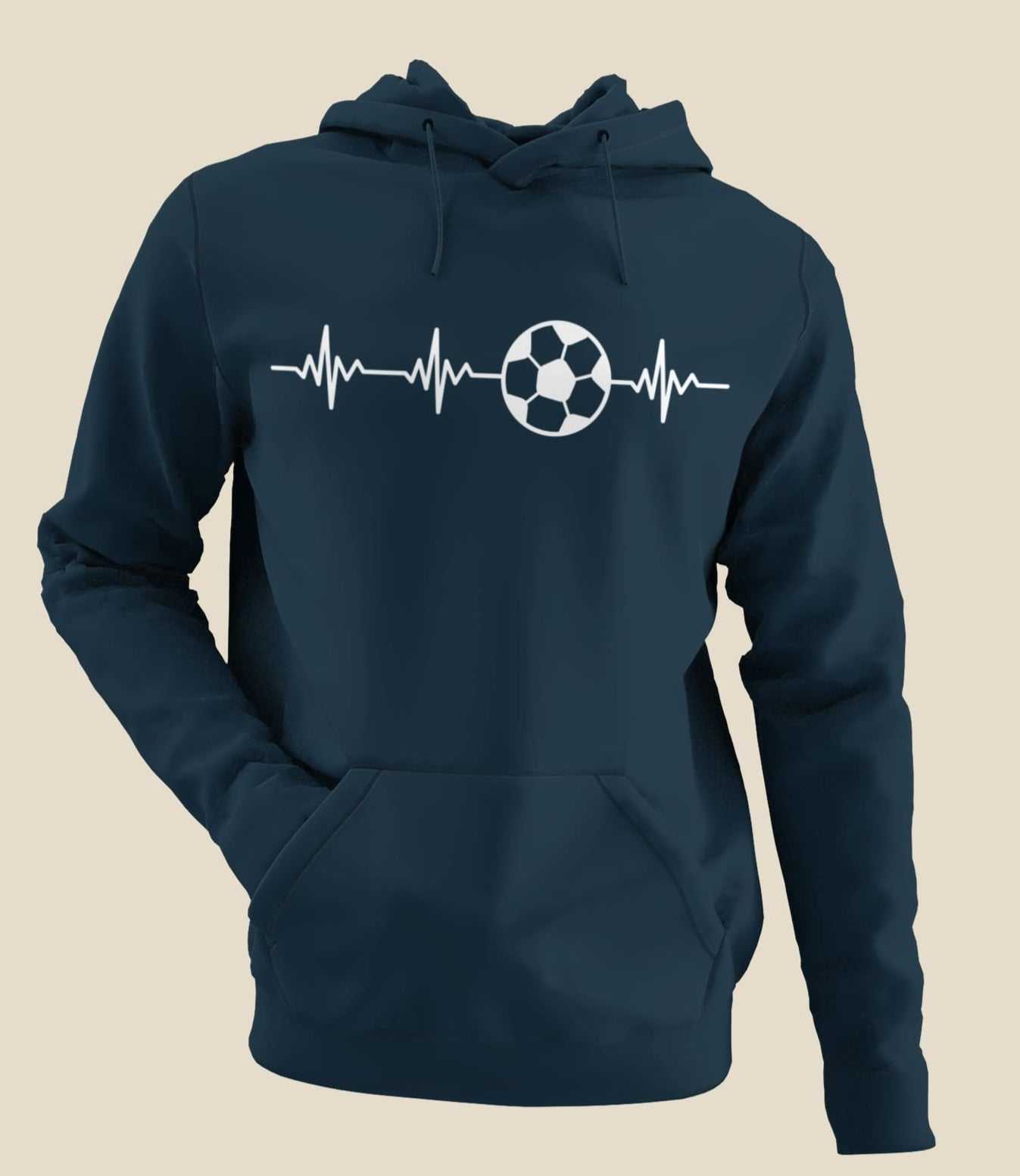 Football Pulse Hoodie with Soccer Heartbeat Design in Black Fleece