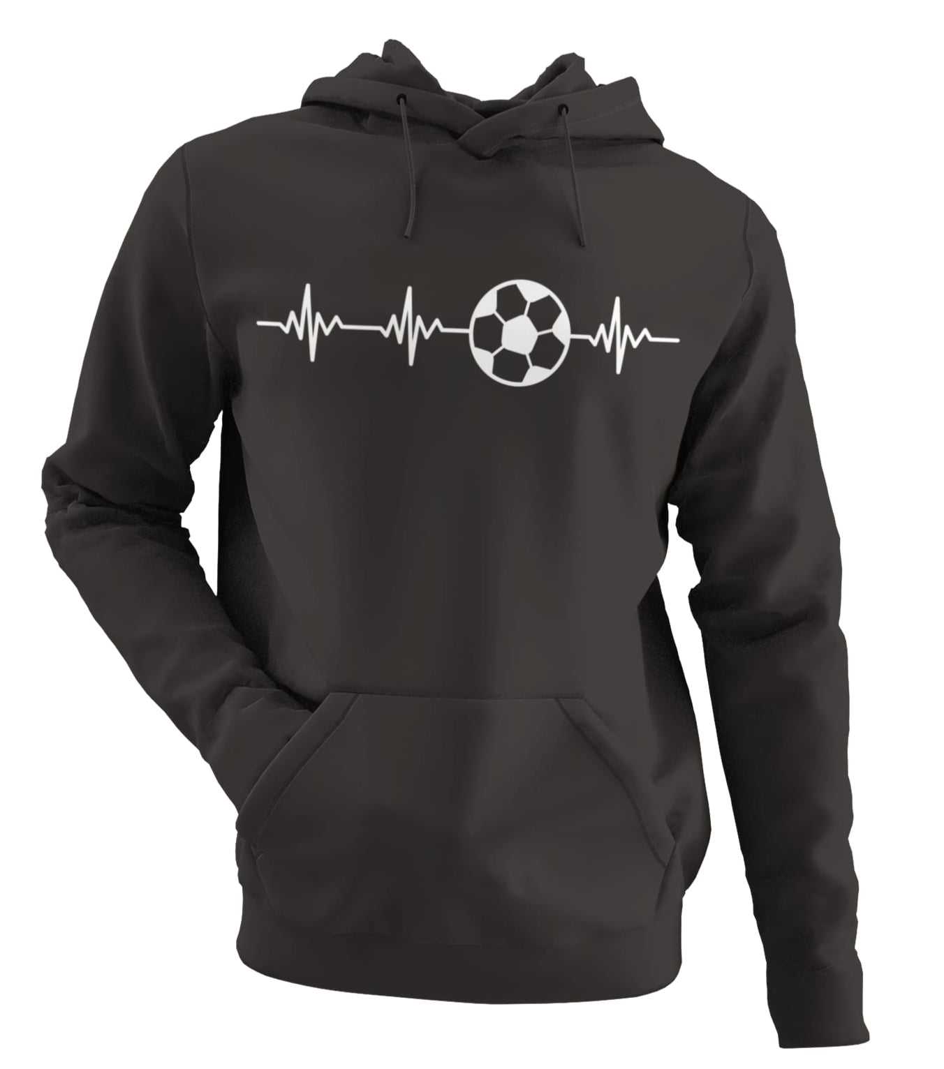 Football Pulse Hoodie with Soccer Heartbeat Minimalist Design