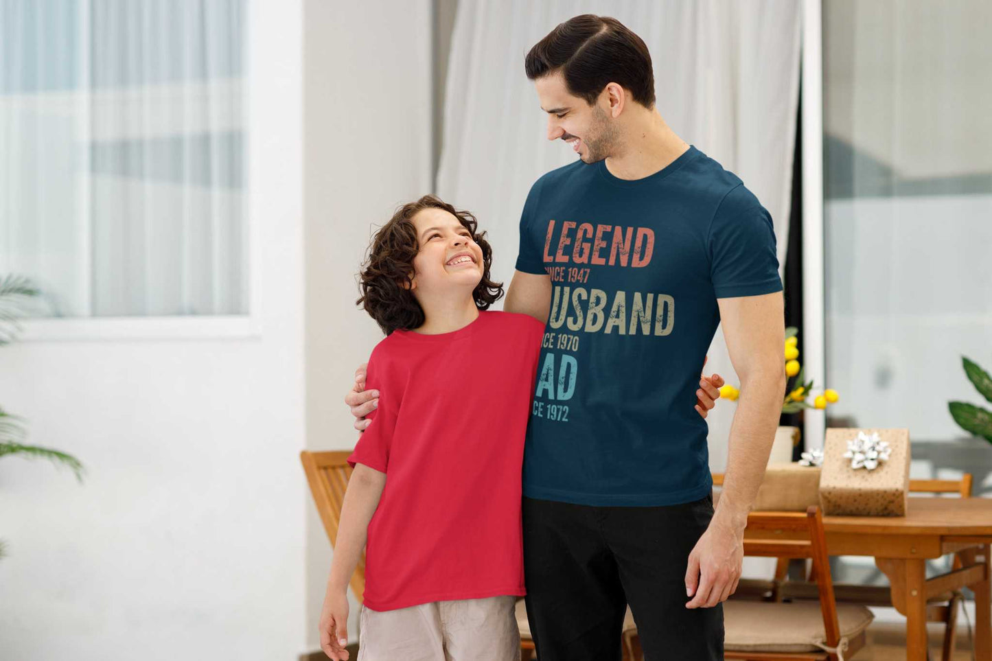 Customisable Legend Husband Dad T-Shirt with retro design, ideal for any special occasion.