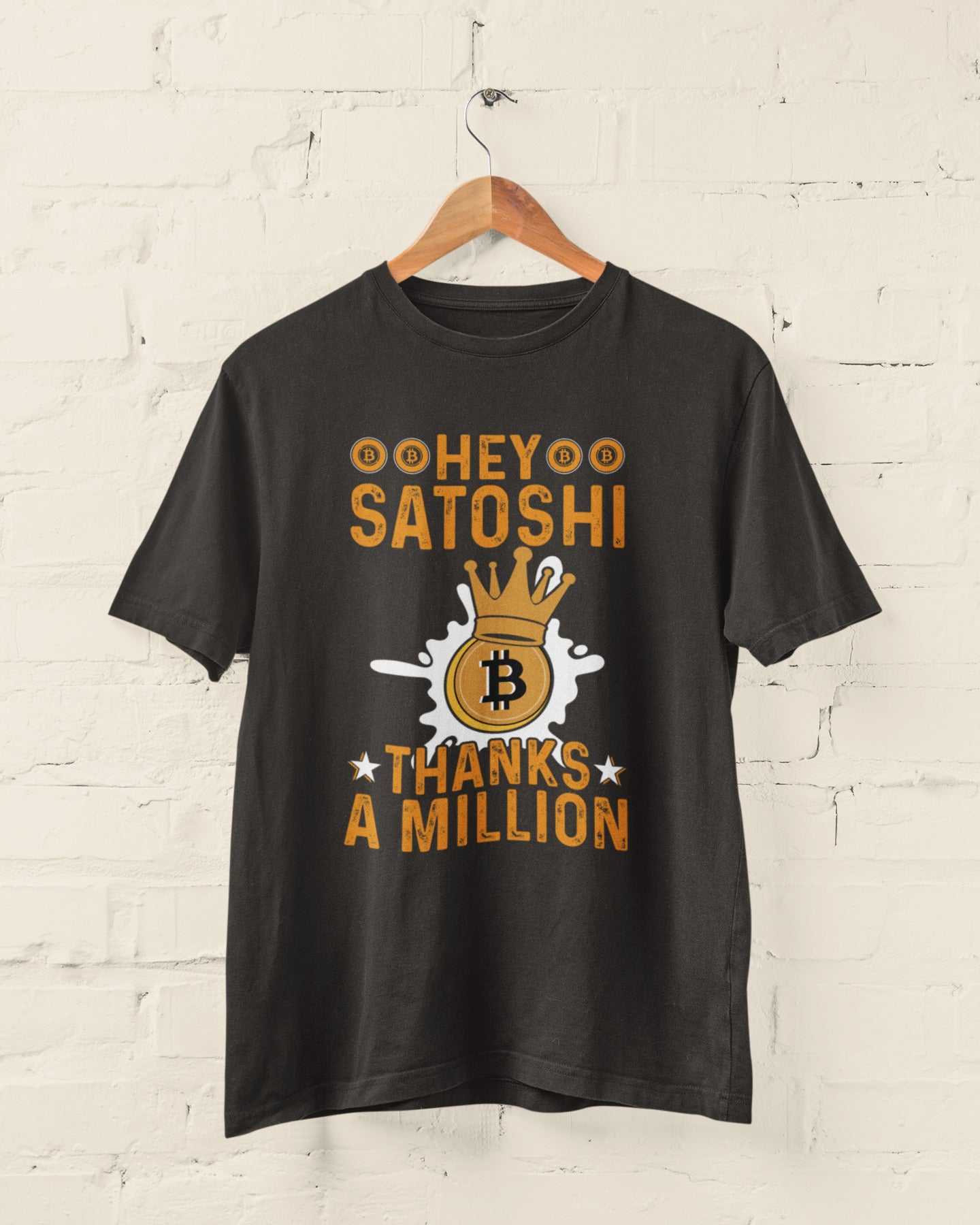Hey Satoshi Thanks a Million Bitcoin T-Shirt - Crypto Trader Tee Gift Galaxy Tees