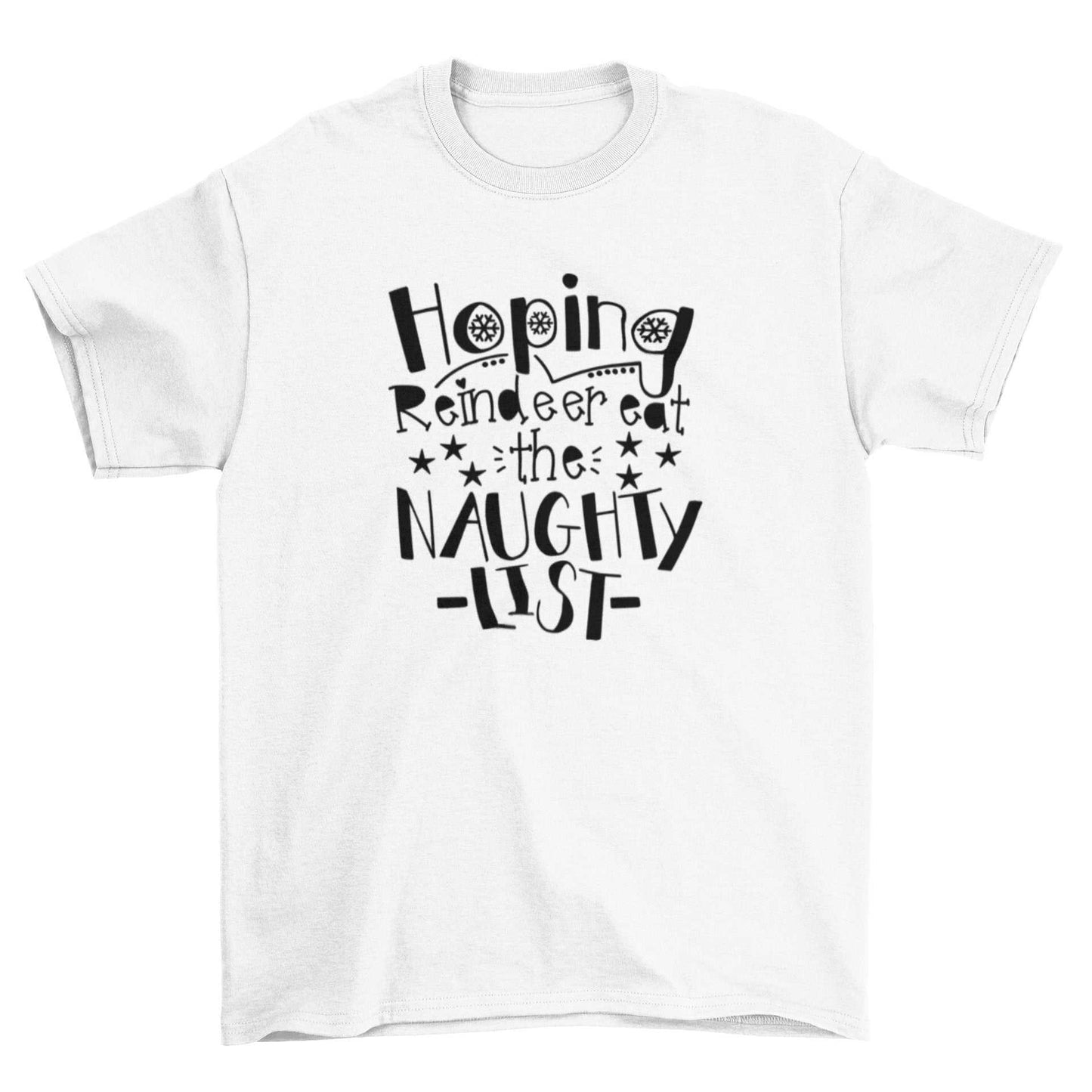 Christmas Kids T-Shirt Hoping Reindeer Ate the Naughty List Funny Boy Galaxy Tees
