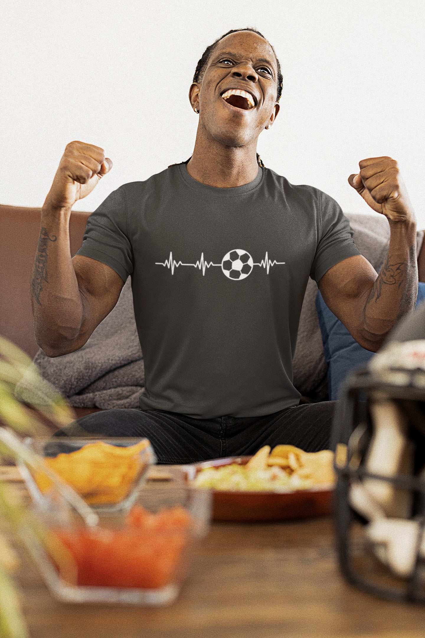 Football Pulse T-Shirt Soccer Heartbeat Minimalist Design Gift Idea FaGalaxy Tees