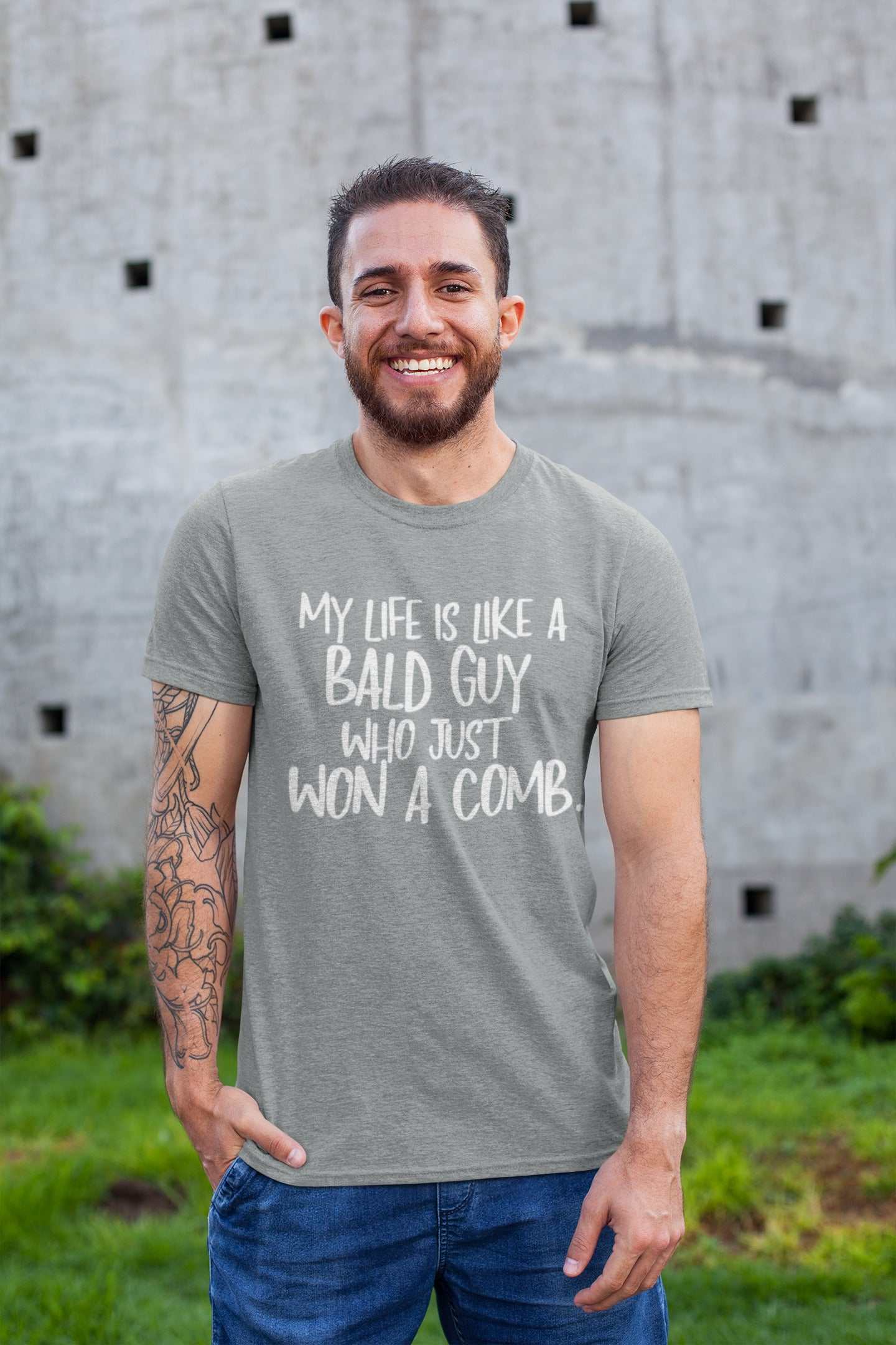 Funny My Life Is Like a Bald Guy Who just Won A Comb T-Shirt Joke LoveGalaxy Tees