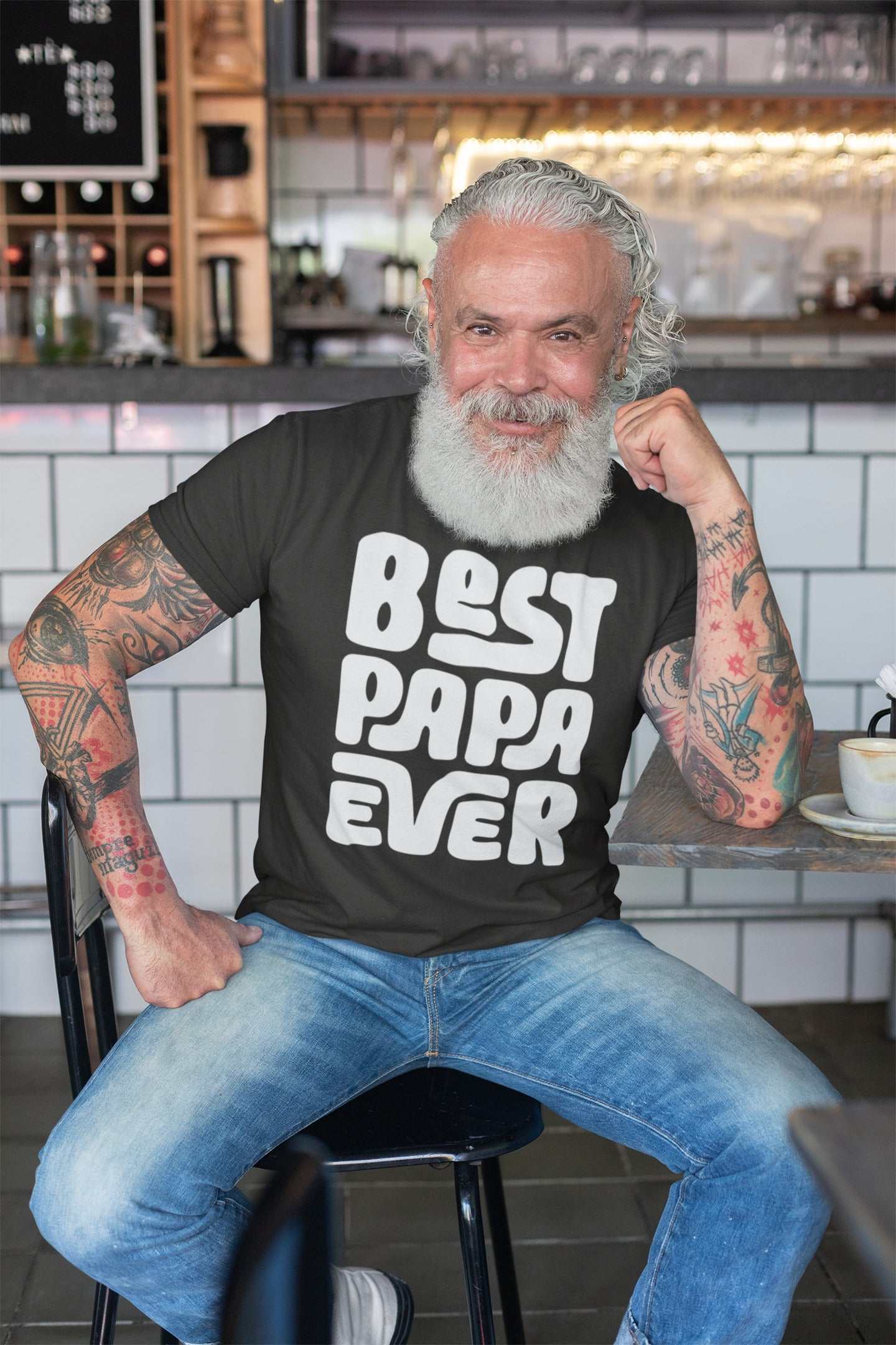 Best Papa Ever T-Shirt - Father's Day Gift Present - Cool Dad Graphic Galaxy Tees