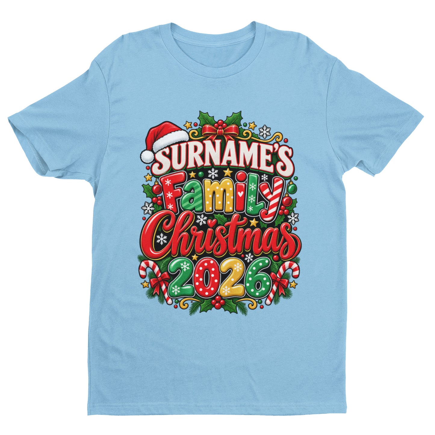 Personalised Family Christmas T-Shirt 2026 - Matching Adult & Kids Tees