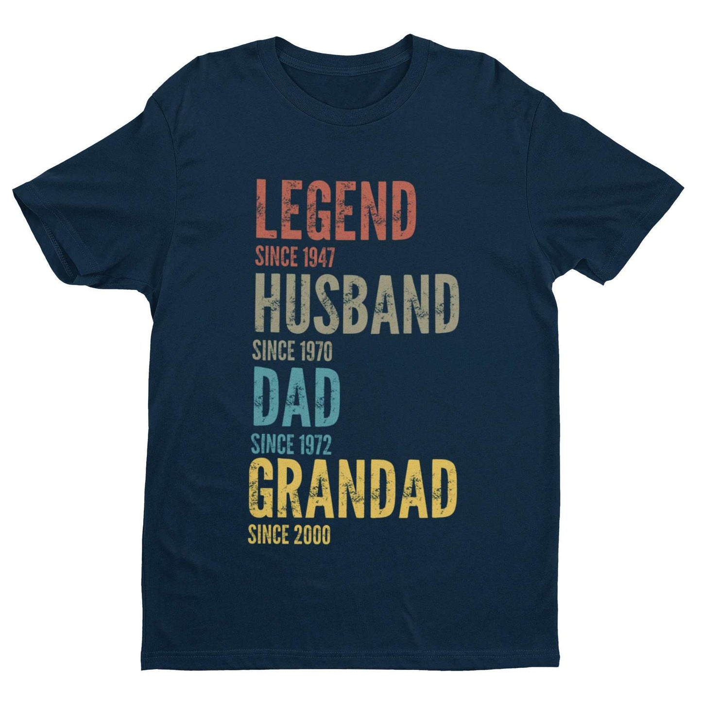 Personalised Grandad, Dad, Husband, Legend T-Shirt with Customisable Milestones