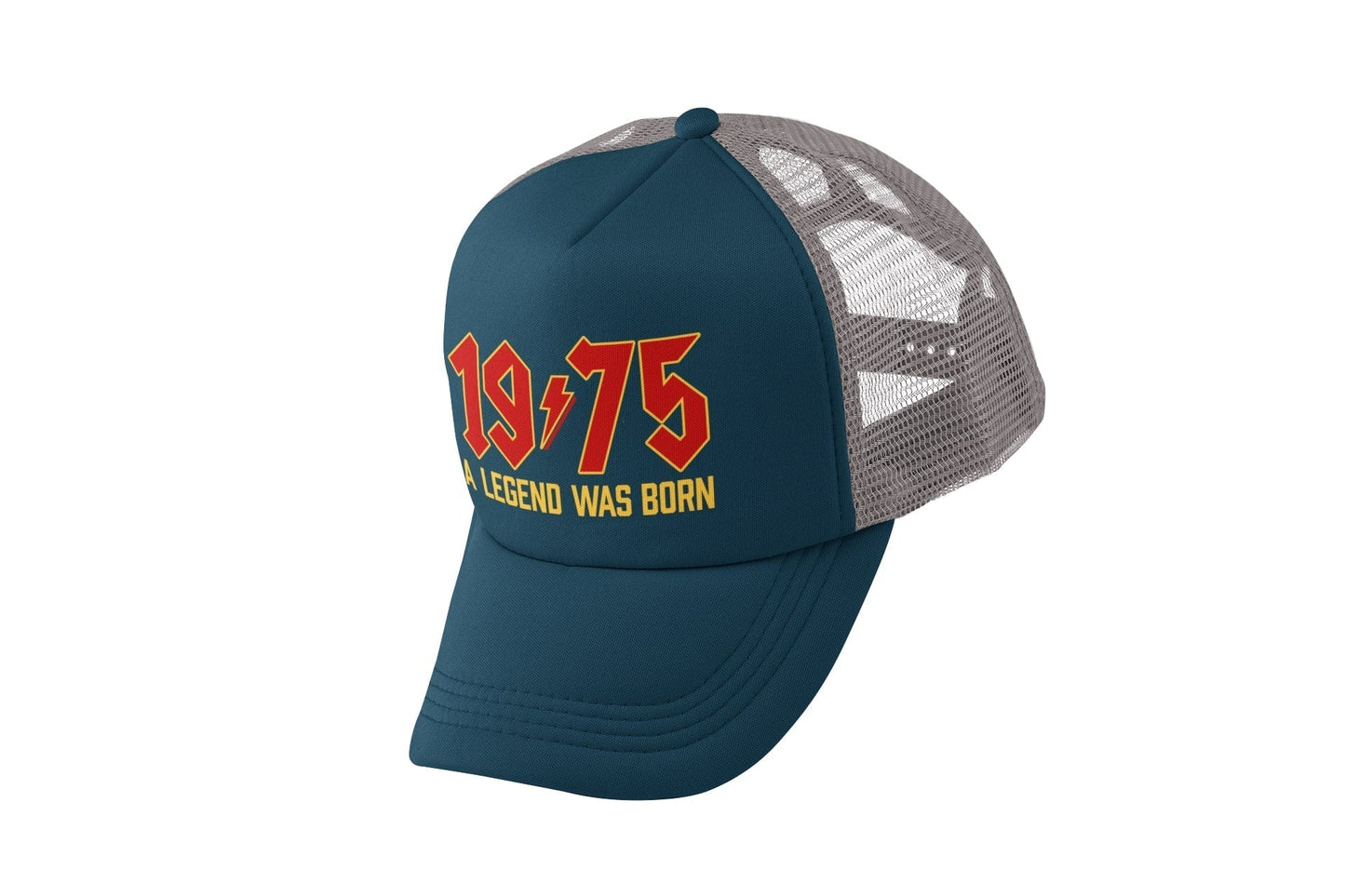 50th Birthday Gifts 2025 Trucker Cap 1975 A Legend Was Born Retro RockGalaxy Tees