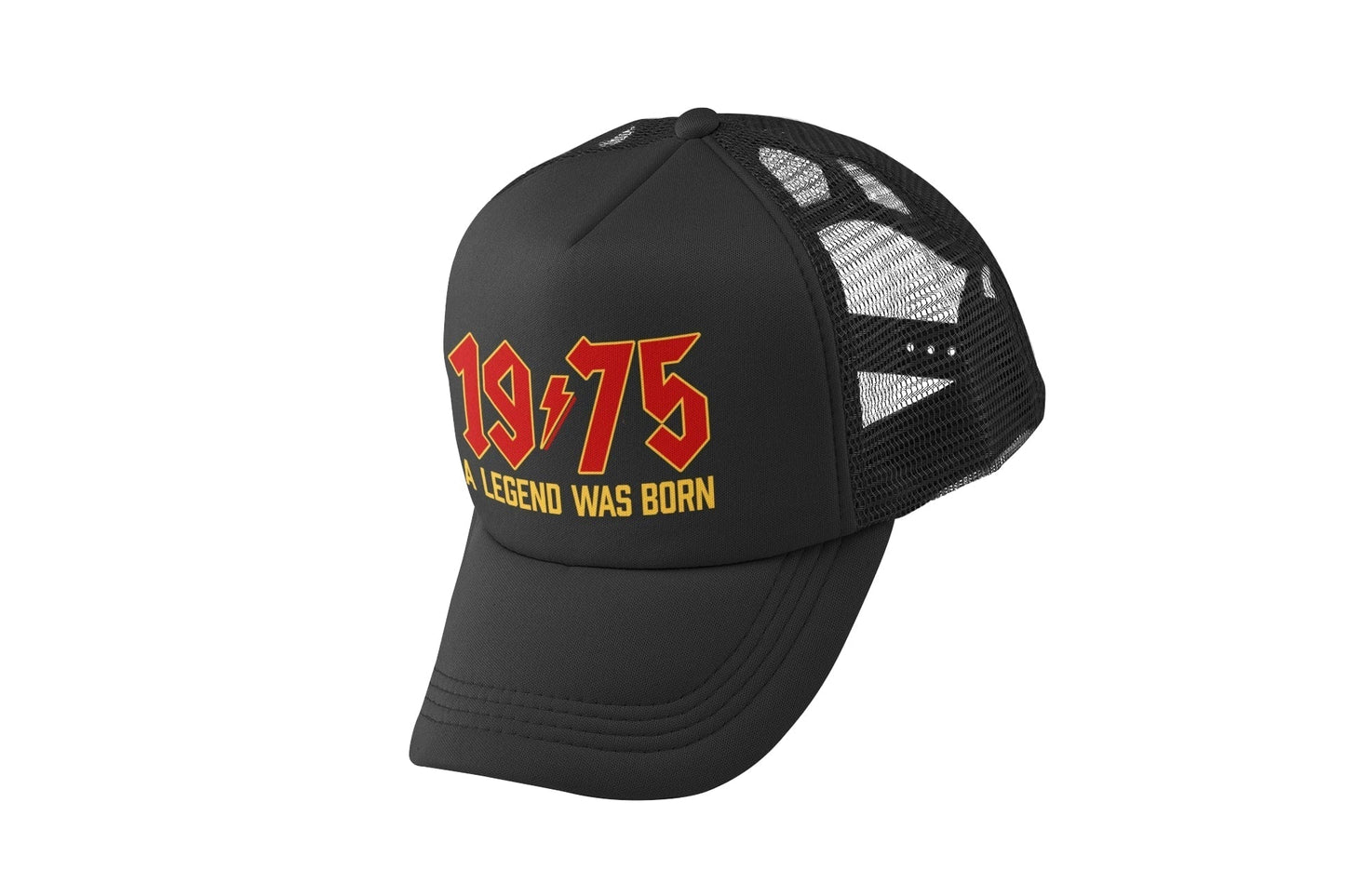 50th Birthday Gifts 2025 Trucker Cap 1975 A Legend Was Born Retro RockGalaxy Tees