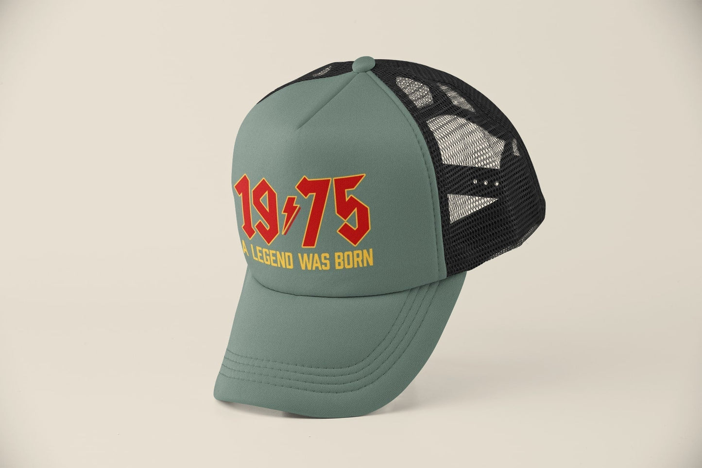 50th Birthday Gifts 2025 Trucker Cap 1975 A Legend Was Born Retro RockGalaxy Tees