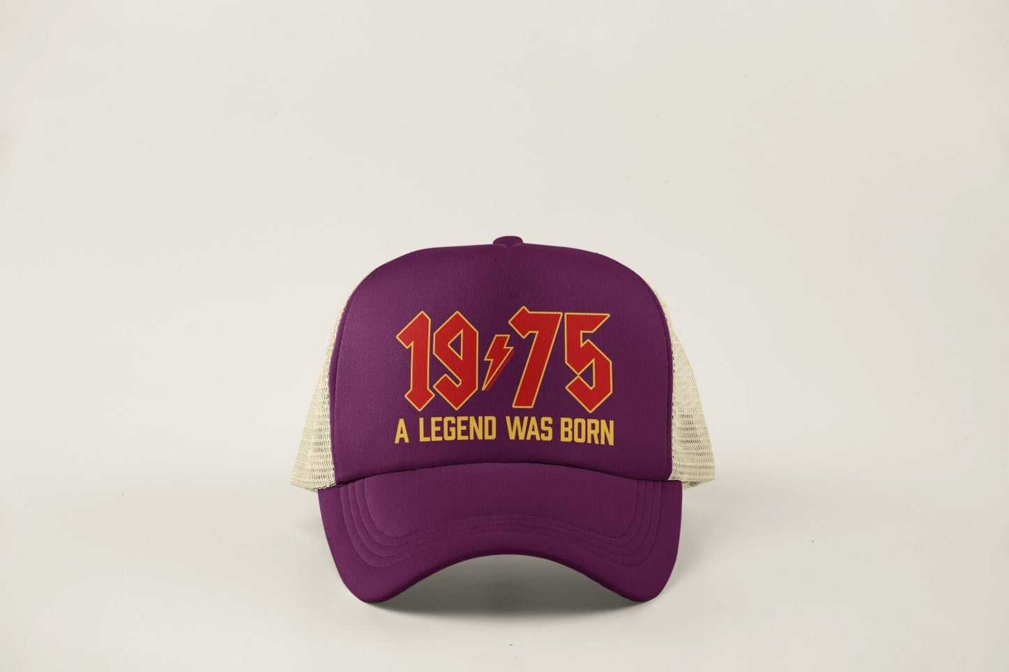50th Birthday Gifts 2025 Trucker Cap 1975 A Legend Was Born Retro RockGalaxy Tees