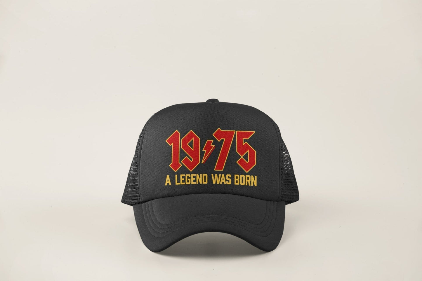 50th Birthday Gifts 2025 Trucker Cap 1975 A Legend Was Born Retro RockGalaxy Tees