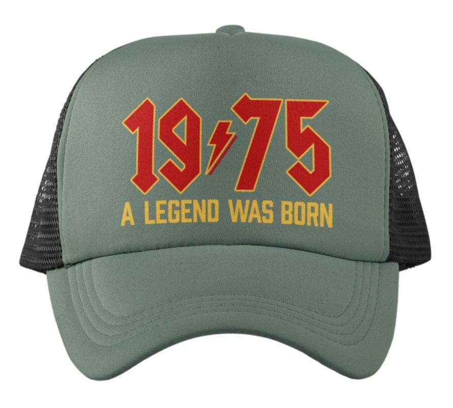 50th Birthday Gifts 2025 Trucker Cap 1975 A Legend Was Born Retro RockGalaxy Tees