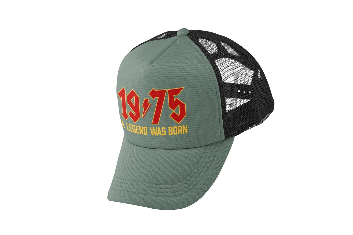 50th Birthday Gifts 2025 Trucker Cap 1975 A Legend Was Born Retro RockGalaxy Tees