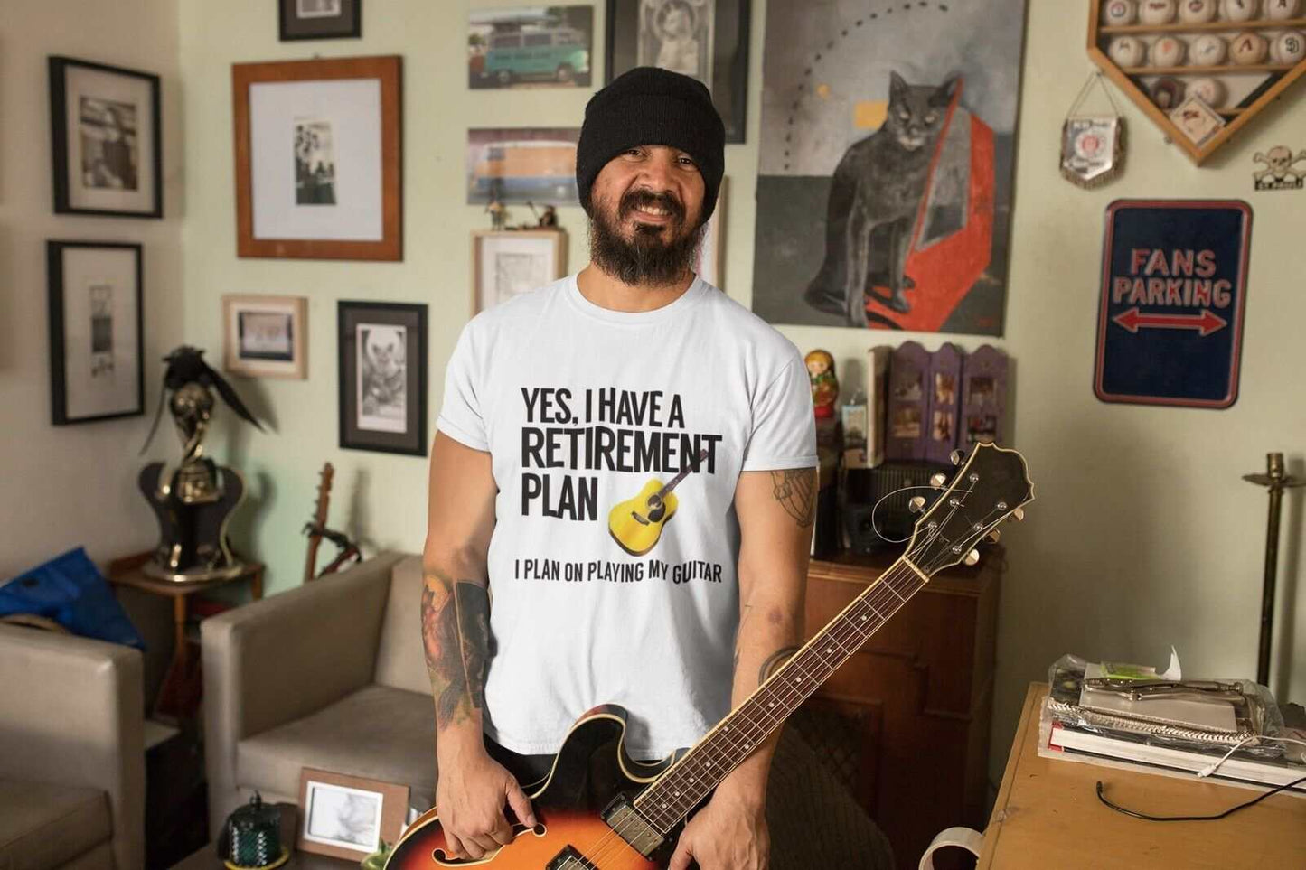 Yes I Have A Retirement Plan I Plan On Playing My Guitar Funny T-Shirt Accoustic T-Shirt