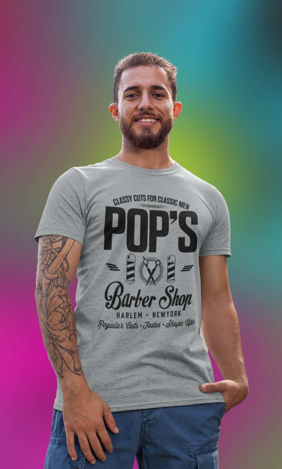 Pops Barber Shop T-Shirt Cage Luke TV Fan Classic Superhero Gift Idea Funny