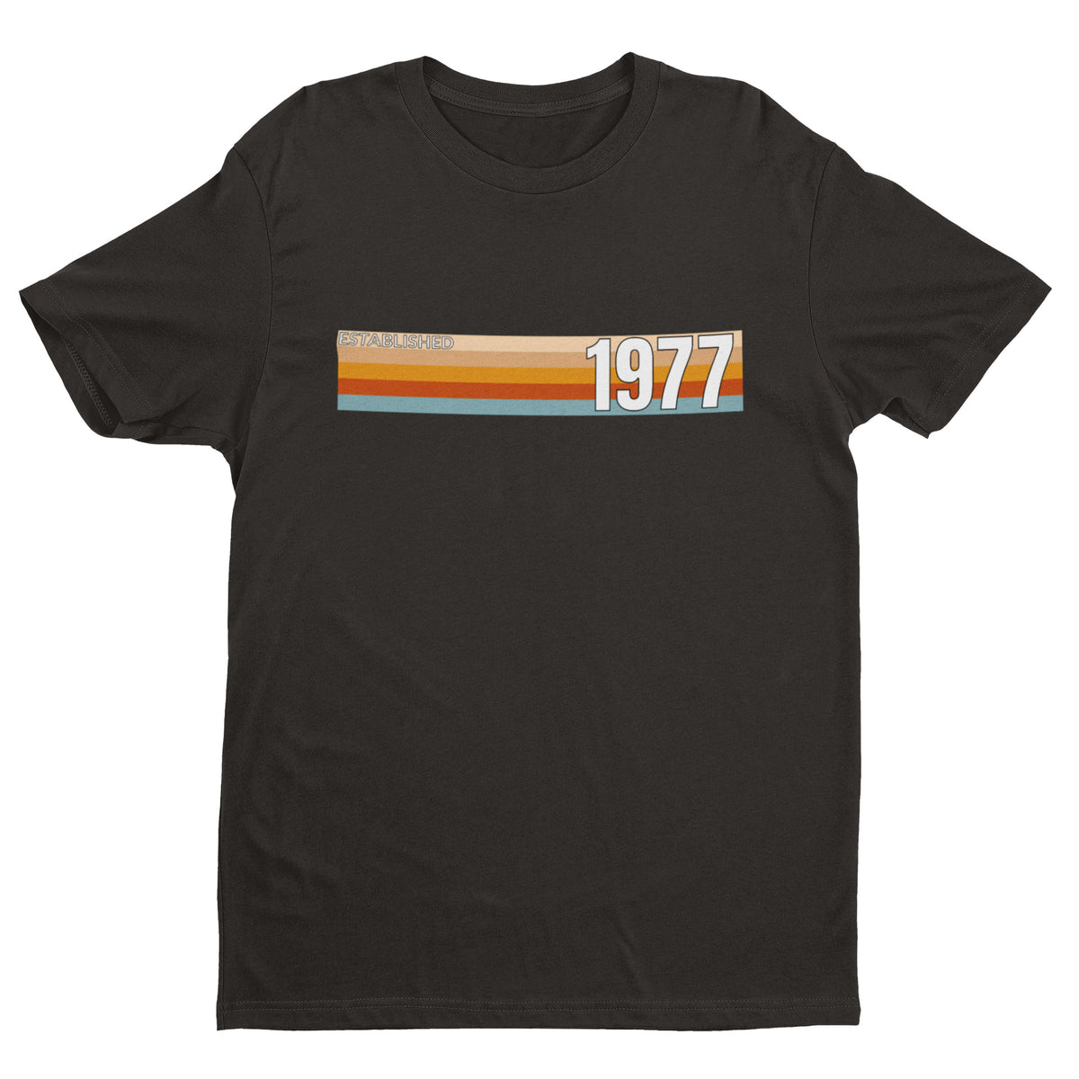 Established 1977 50th birthday T-shirt in Black – born in 1977, 50 in 2027 gift