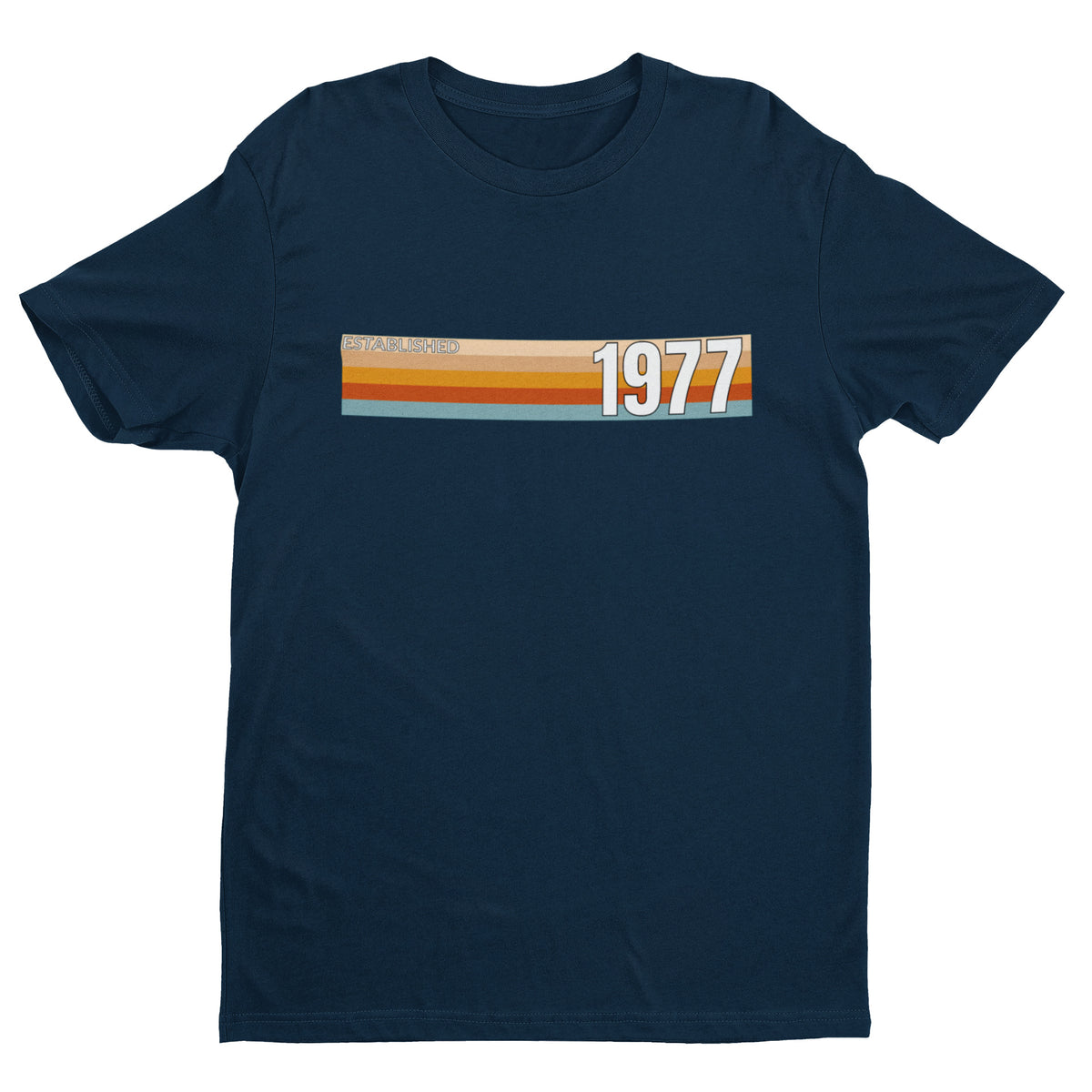 Established 1977 50th birthday T-shirt in Navy – born in 1977, 50 in 2027 gift