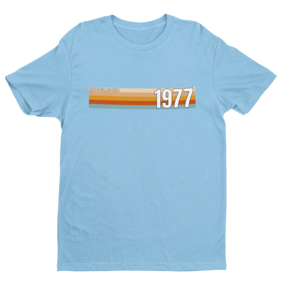 Established 1977 50th birthday T-shirt in Sky Blue – born in 1977, 50 in 2027 gift