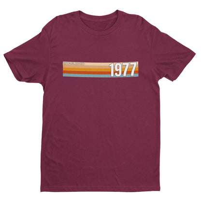 Established 1977 50th birthday T-shirt in Maroon – born in 1977, 50 in 2027 gift