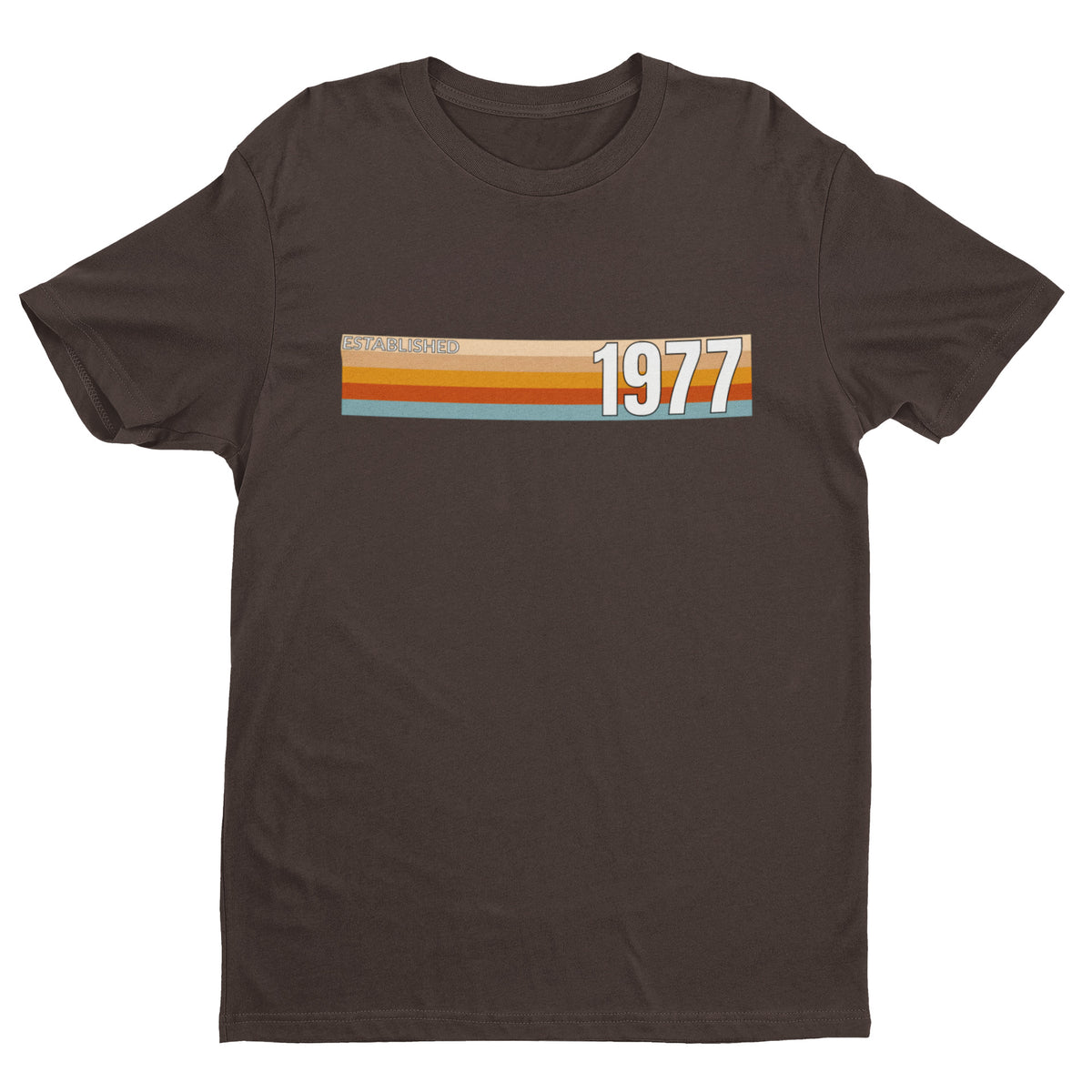 Established 1977 50th birthday T-shirt in Brown – born in 1977, 50 in 2027 gift