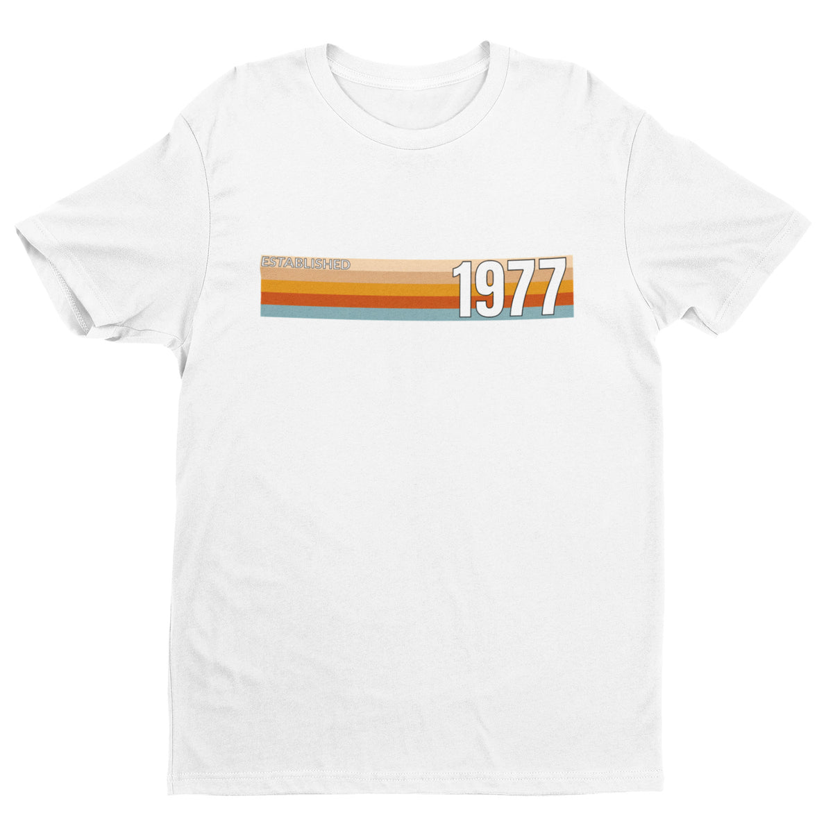 Established 1977 50th birthday T-shirt in White – born in 1977, 50 in 2027 gift
