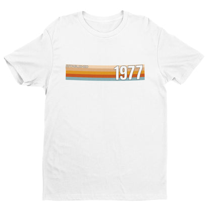 Established 1977 50th birthday T-shirt in White – born in 1977, 50 in 2027 gift
